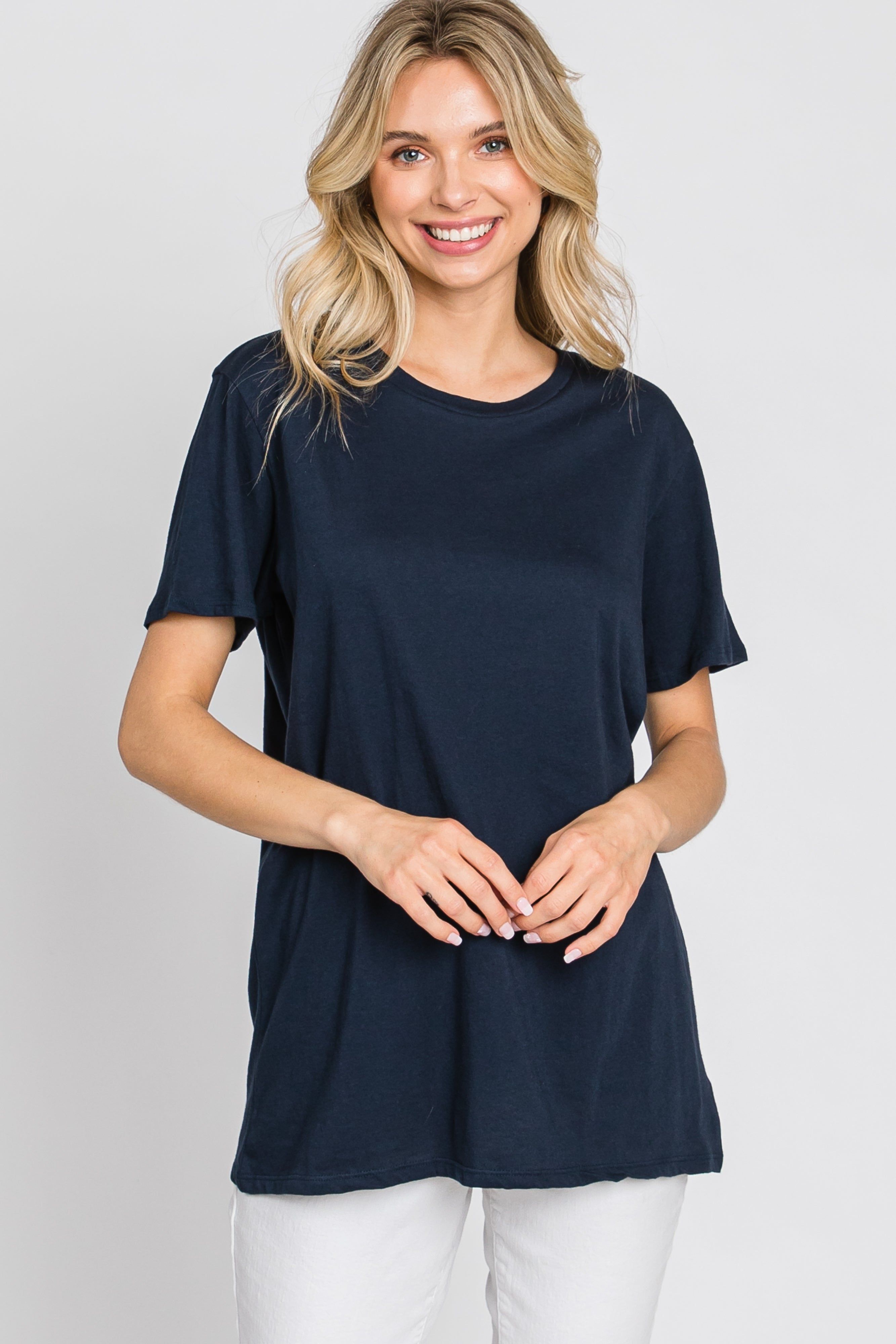 Navy Oversized Short Sleeve Top sold by Pinkblush product image thumbnail 5