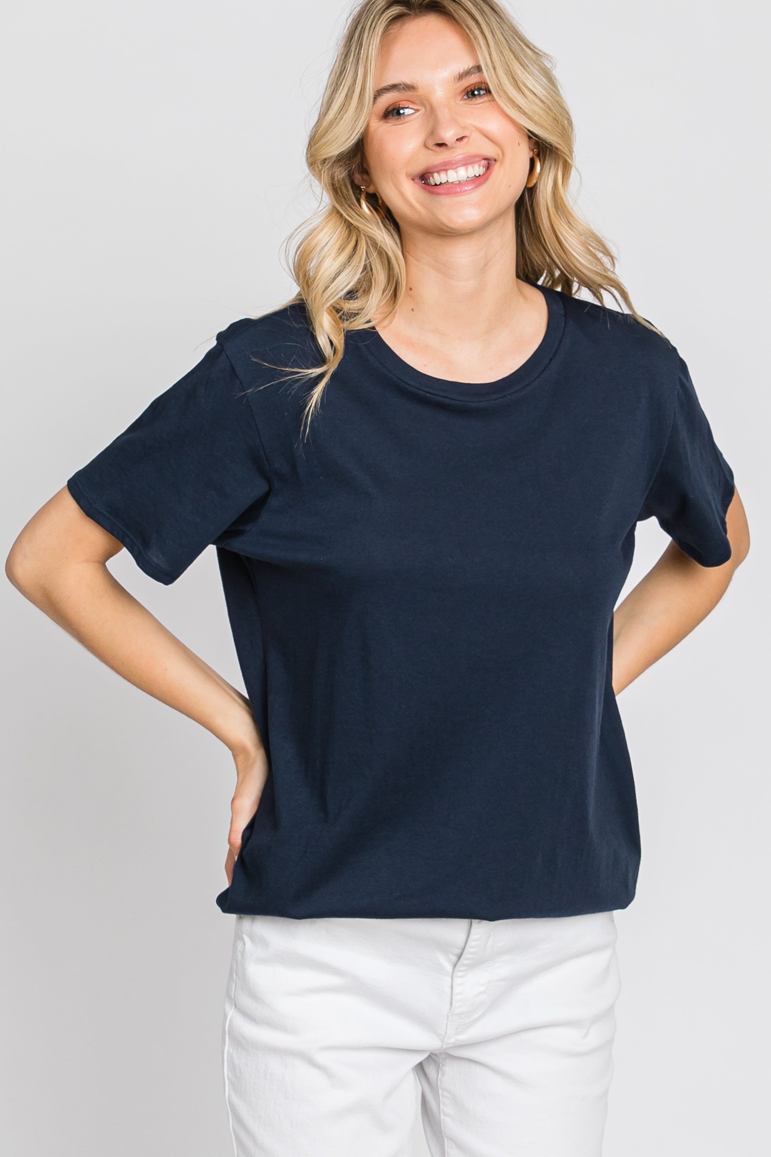 Navy Oversized Short Sleeve Top sold by Pinkblush product image thumbnail 8