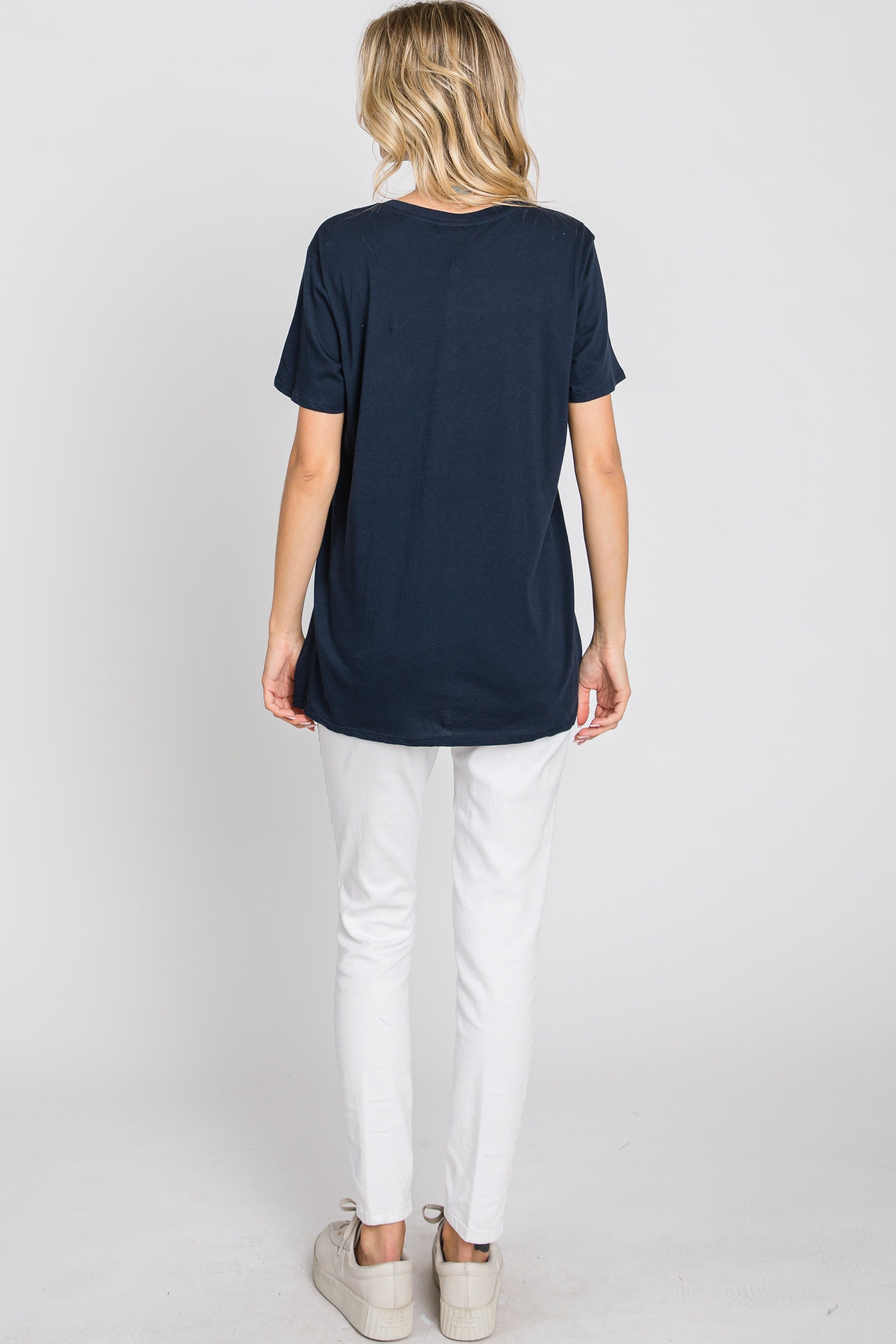 Navy Oversized Short Sleeve Top sold by Pinkblush product image thumbnail 6