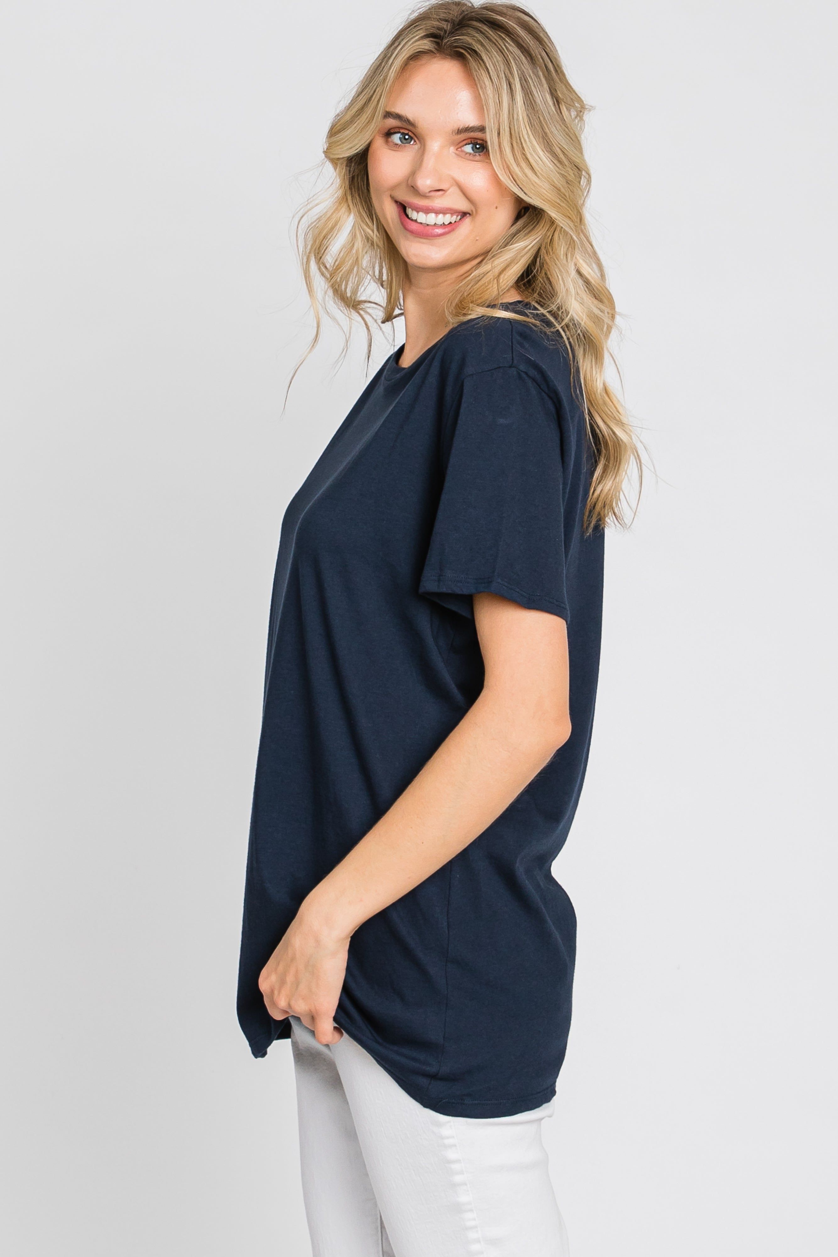 Navy Oversized Short Sleeve Top sold by Pinkblush product image thumbnail 3