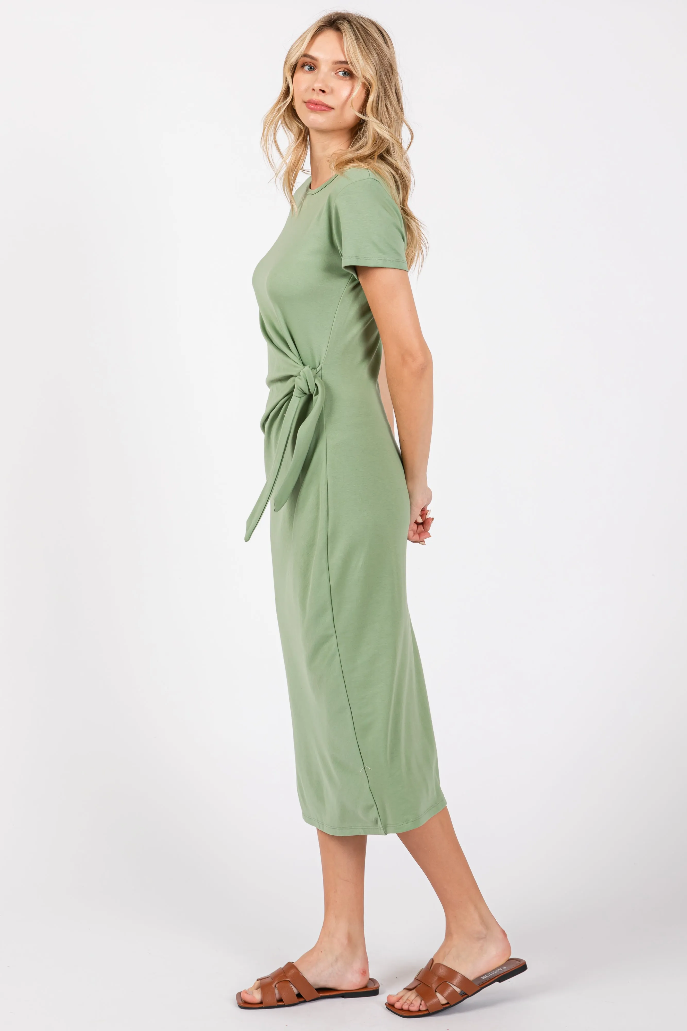 Light Green Side Tie Midi Dress sold by Pinkblush product image thumbnail 2