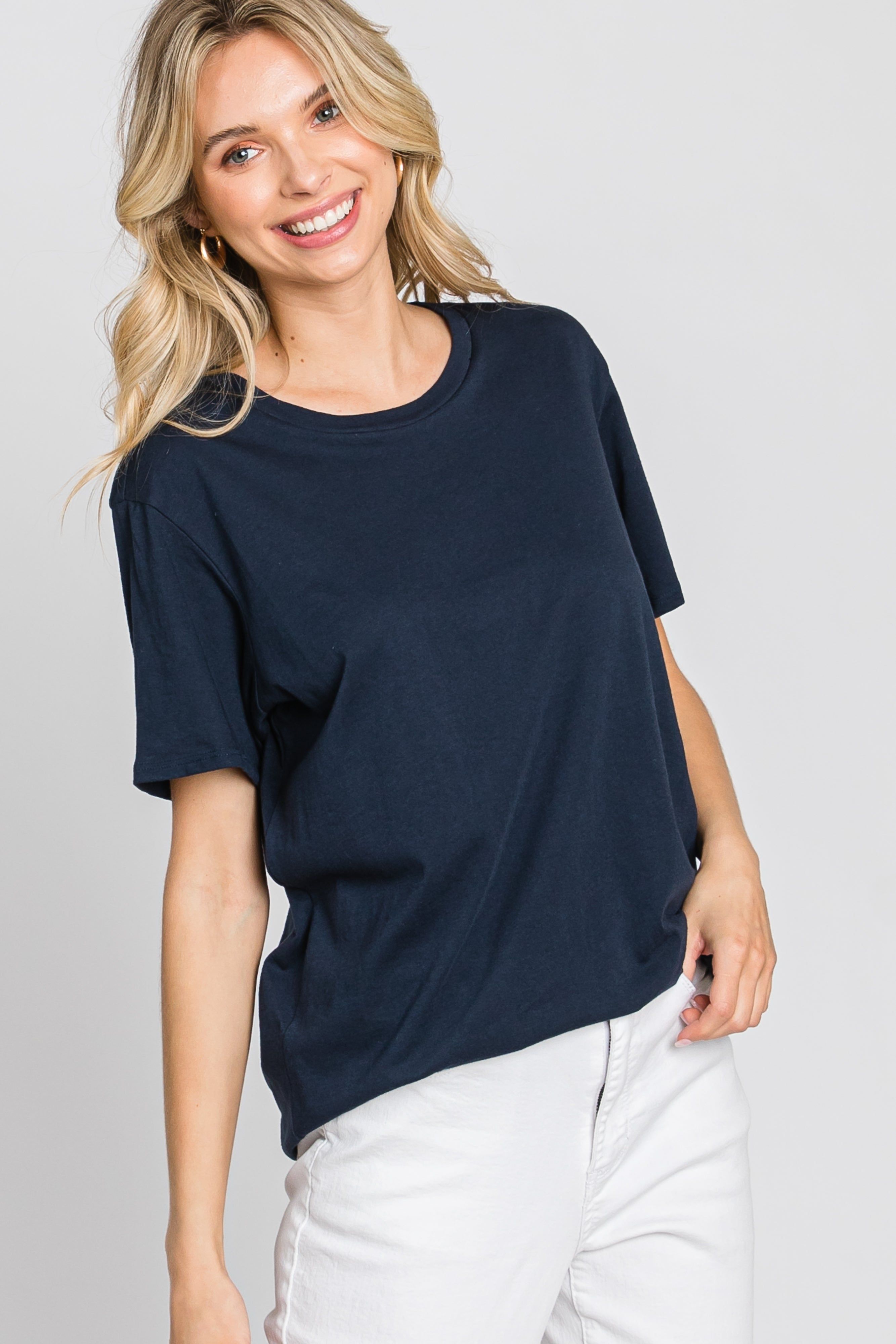 Navy Oversized Short Sleeve Top sold by Pinkblush product image thumbnail 9