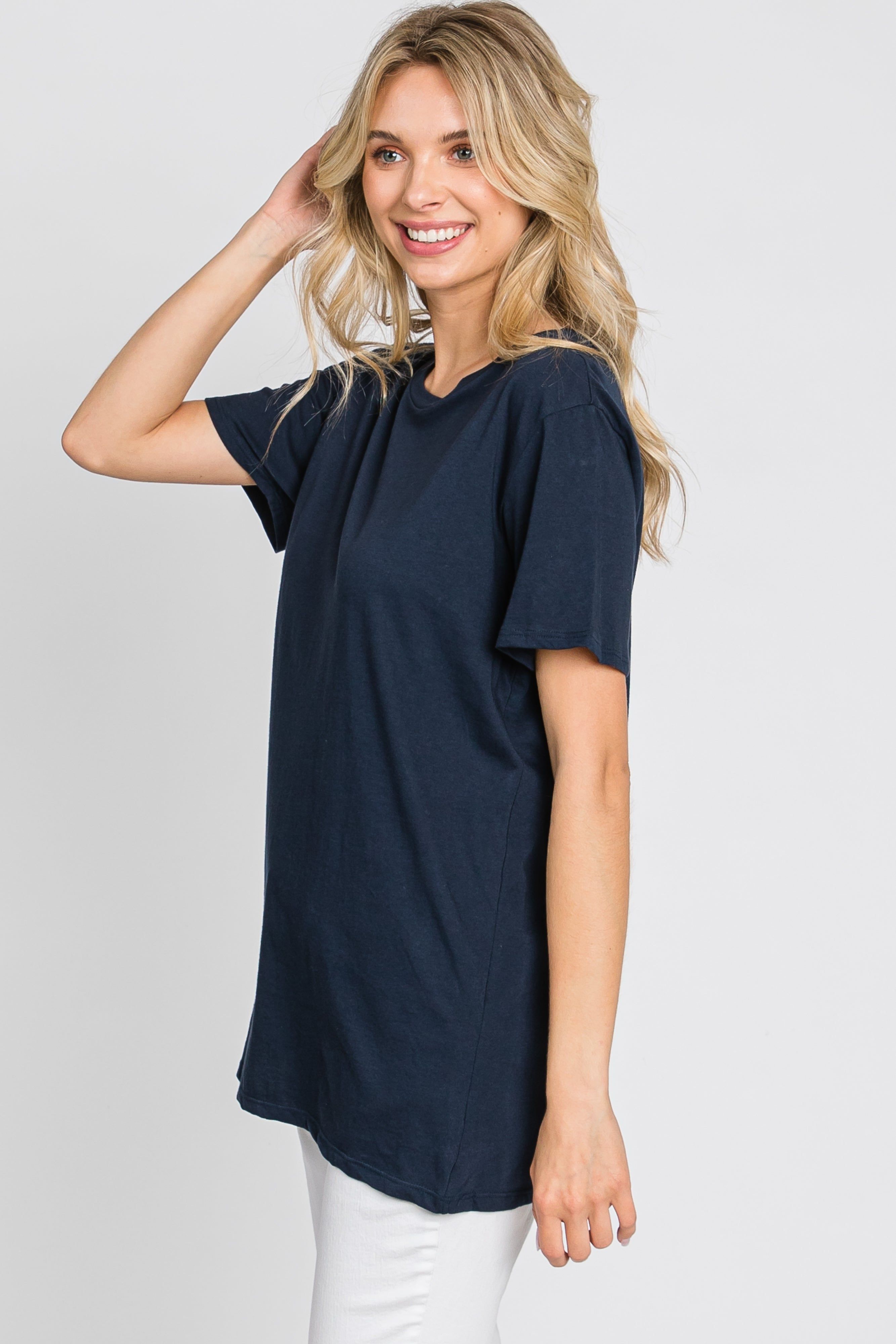 Navy Oversized Short Sleeve Top sold by Pinkblush product image thumbnail 4