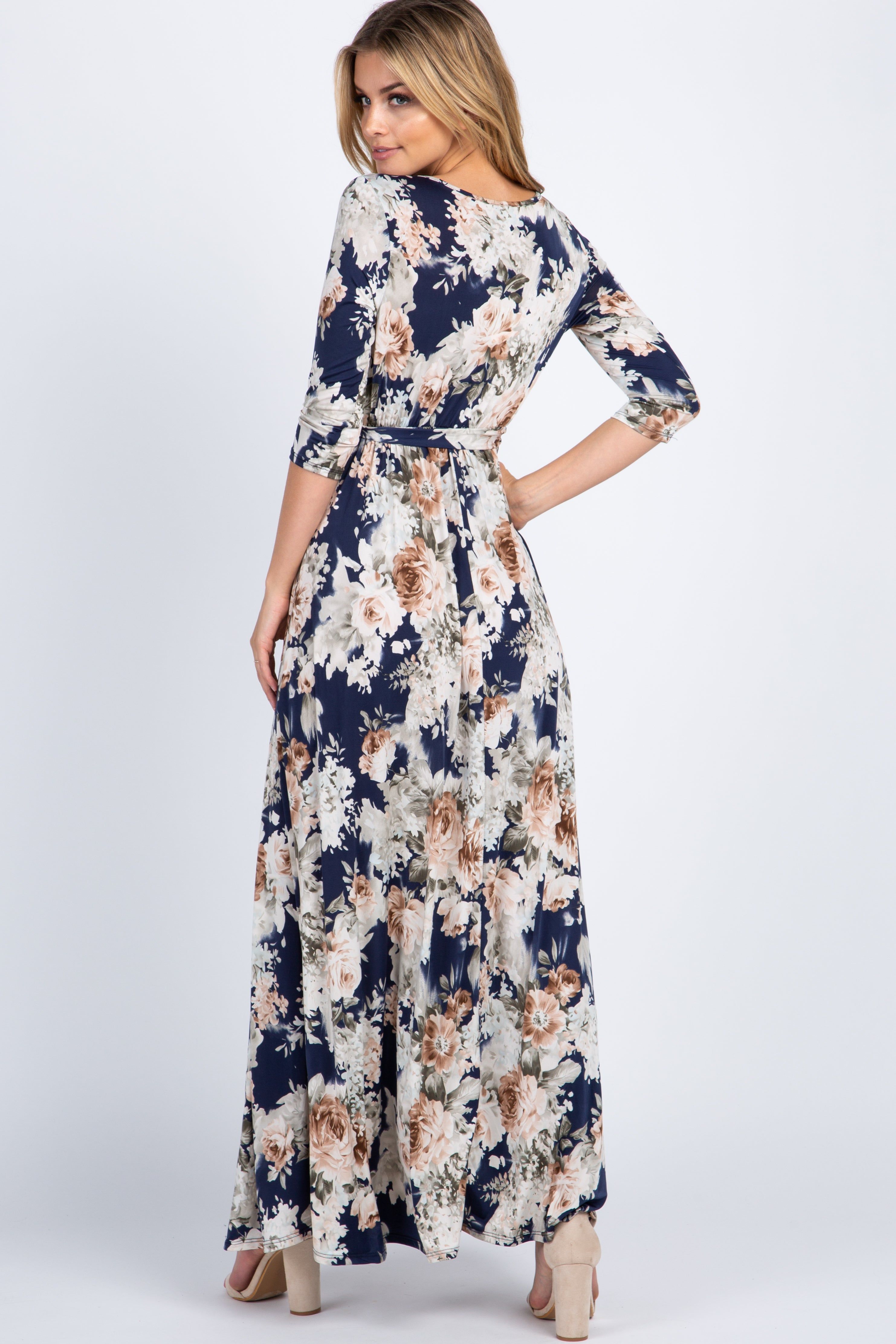 PinkBlush Navy Blue Floral Sash Tie Maxi Dress sold by Pinkblush product image thumbnail 3
