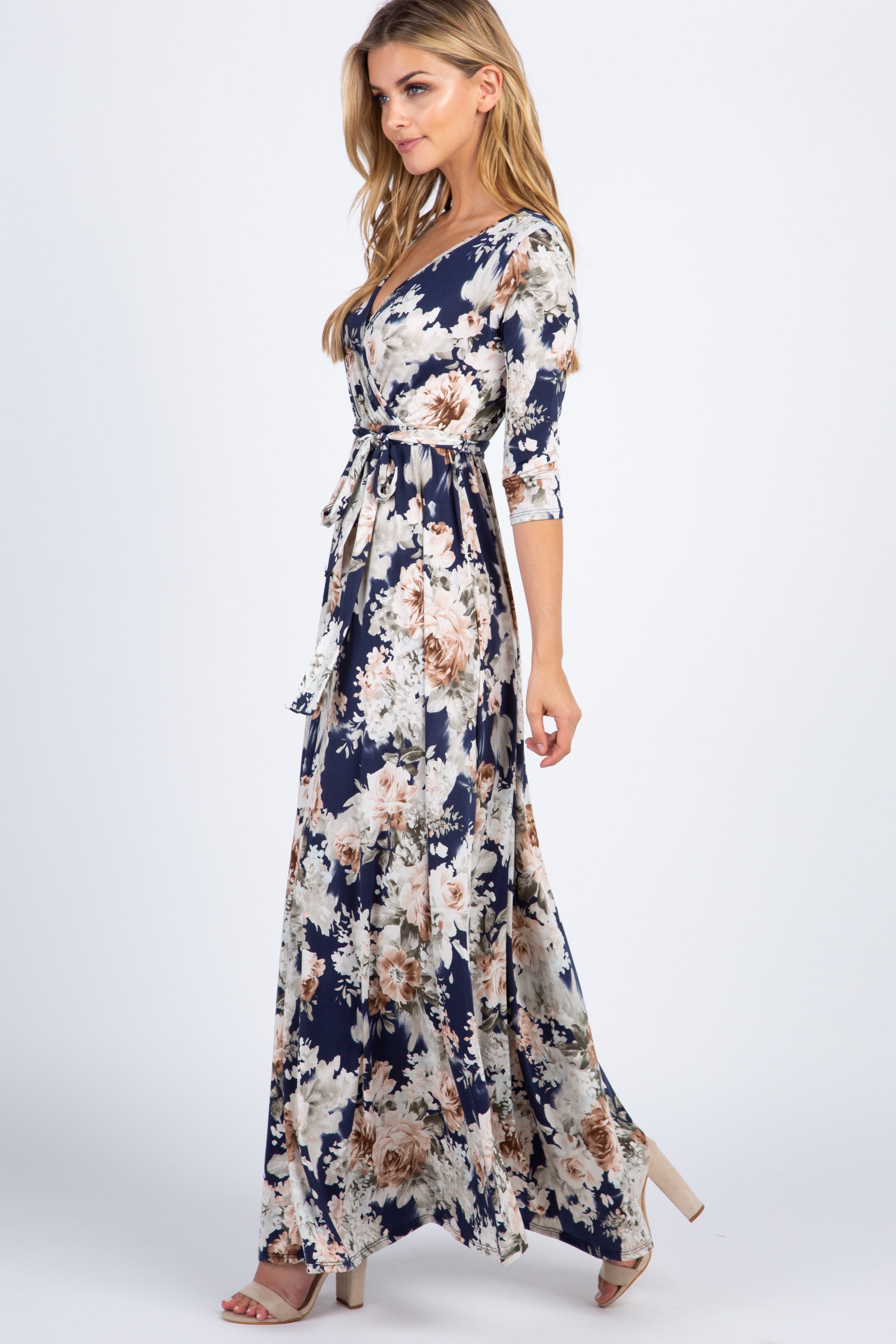 PinkBlush Navy Blue Floral Sash Tie Maxi Dress sold by Pinkblush product image thumbnail 2