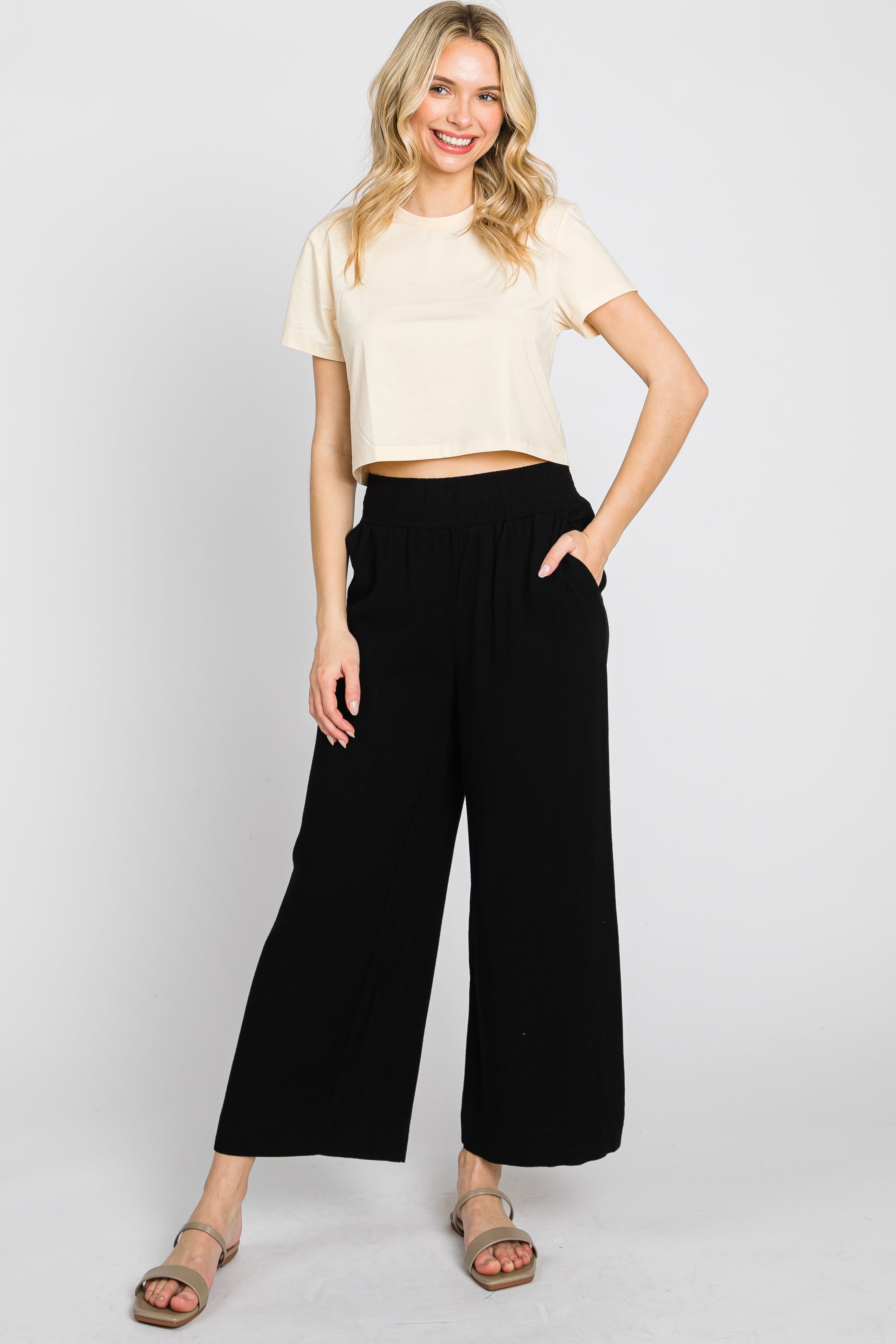 Black Wide Leg Pants sold by Pinkblush