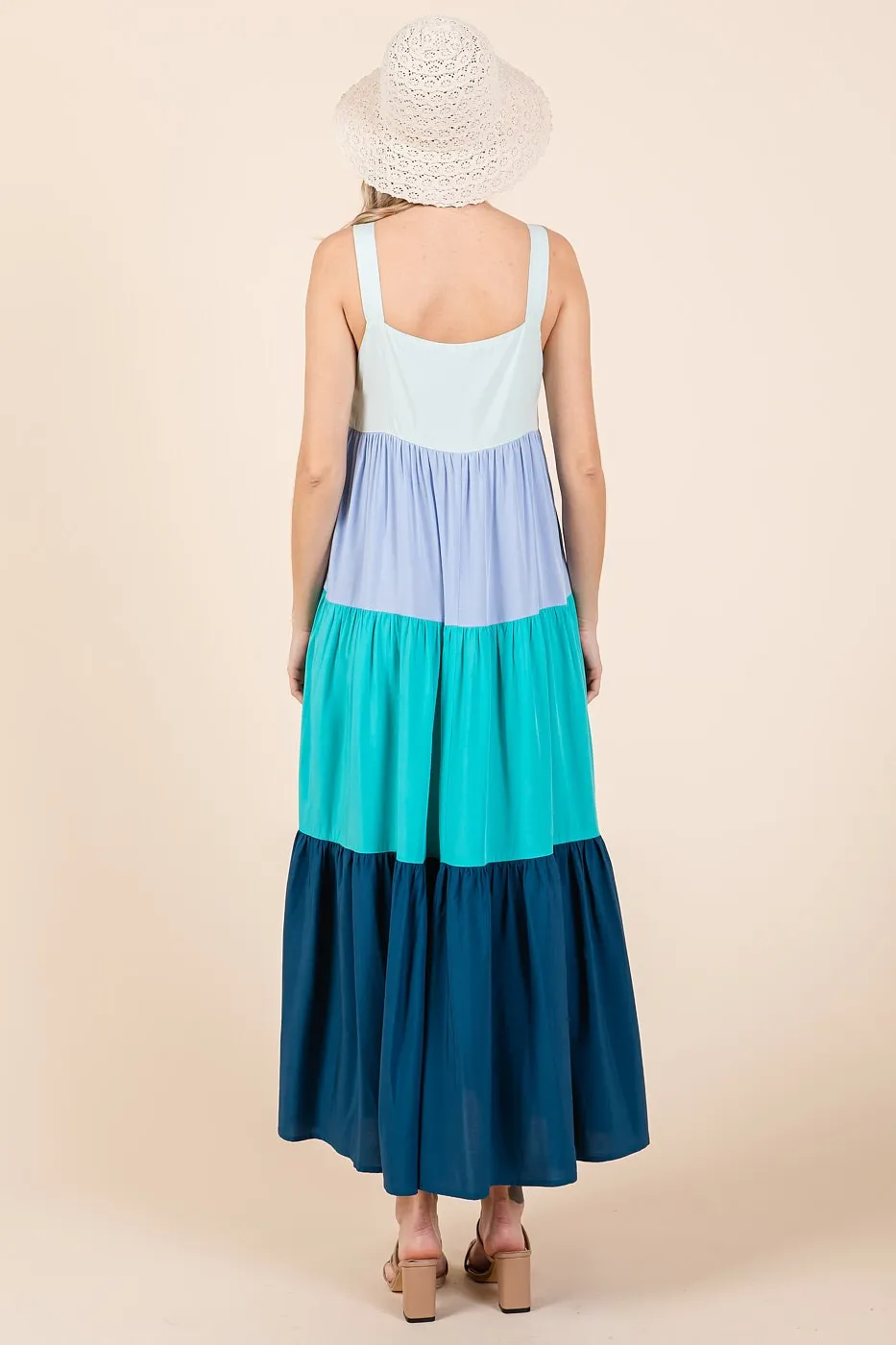 Blue Tiered Colorblock Maxi Dress sold by Pinkblush product image thumbnail 3