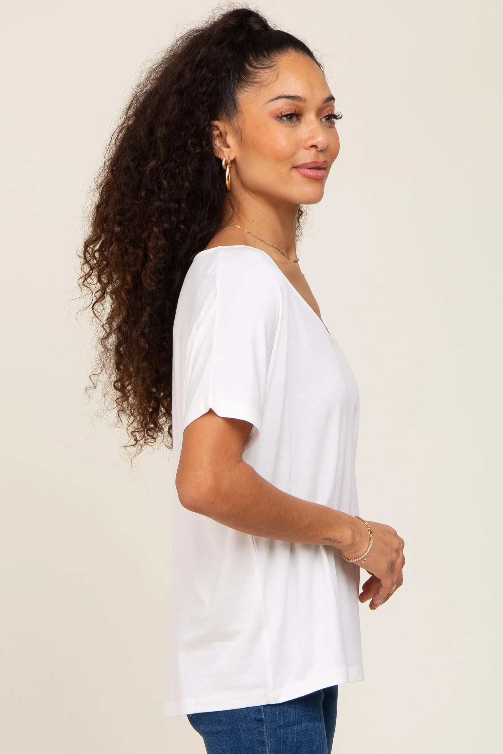 Ivory V-Neck Dolman Sleeve Top sold by Pinkblush product image thumbnail 2
