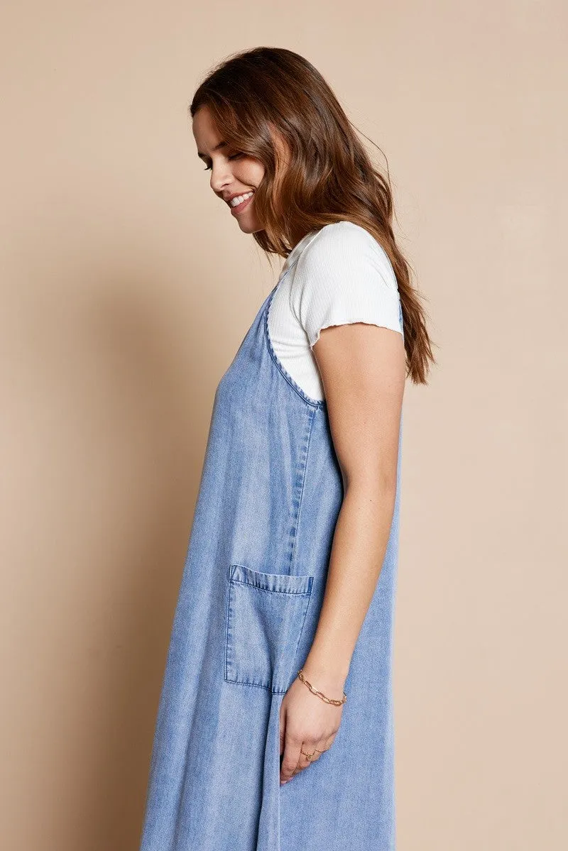 Blue Chambray Pocketed Maxi Dress sold by Pinkblush product image thumbnail 5