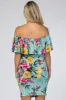 Mint Floral Off Shoulder Fitted Maternity Dress sold by Pinkblush