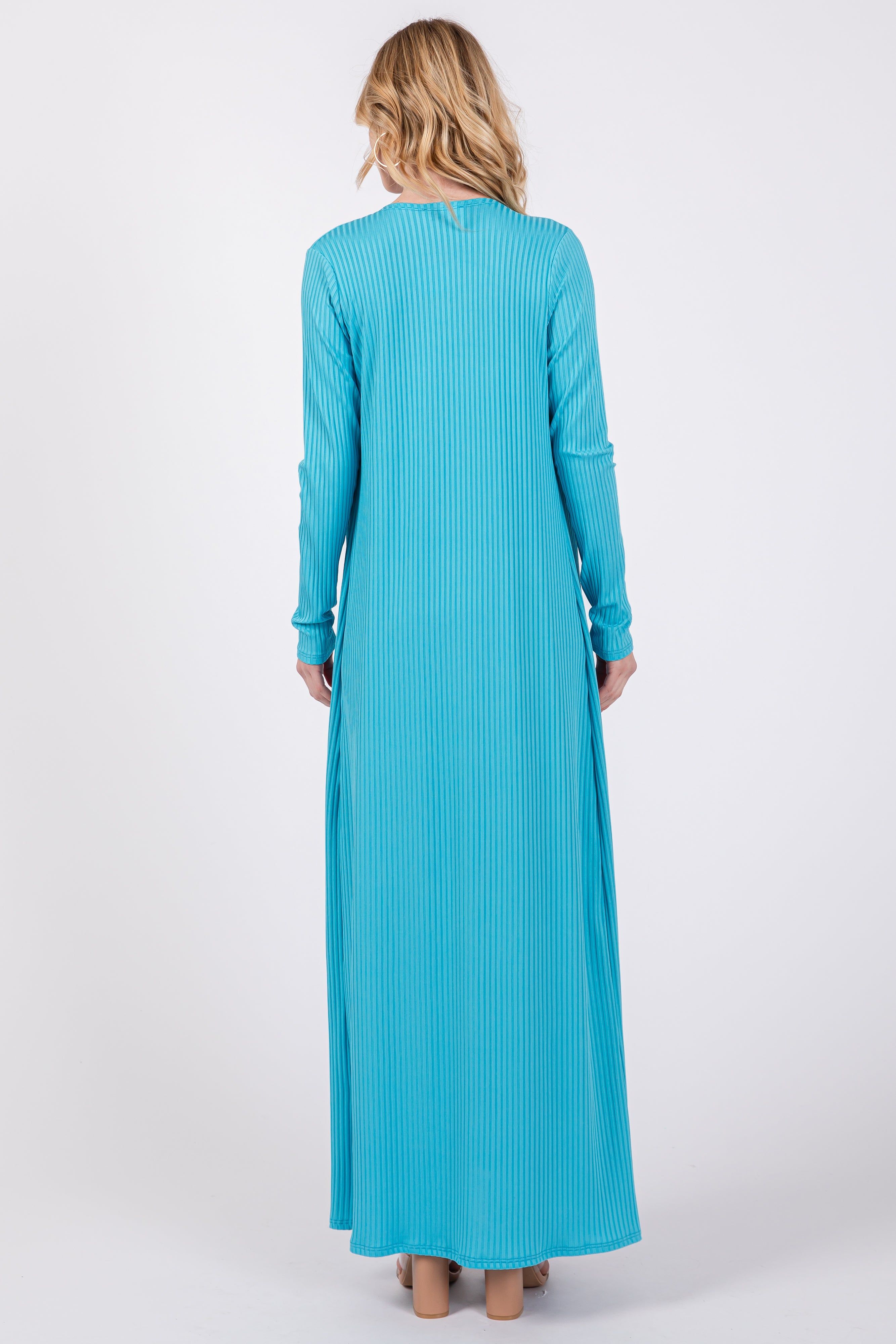 Aqua Ribbed Sleeveless Dress Cardigan Set sold by Pinkblush product image thumbnail 3