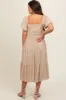 Cream Floral Smocked Maternity Midi Dress sold by Pinkblush