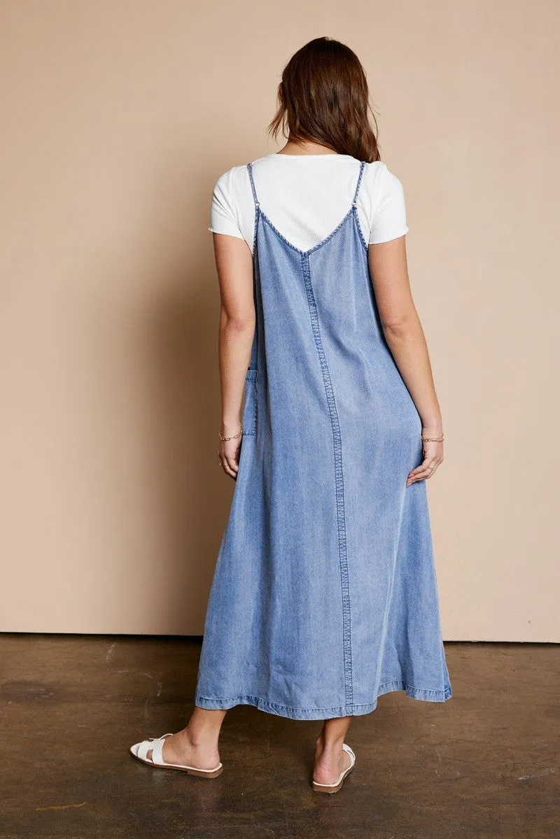 Blue Chambray Pocketed Maxi Dress sold by Pinkblush product image thumbnail 3