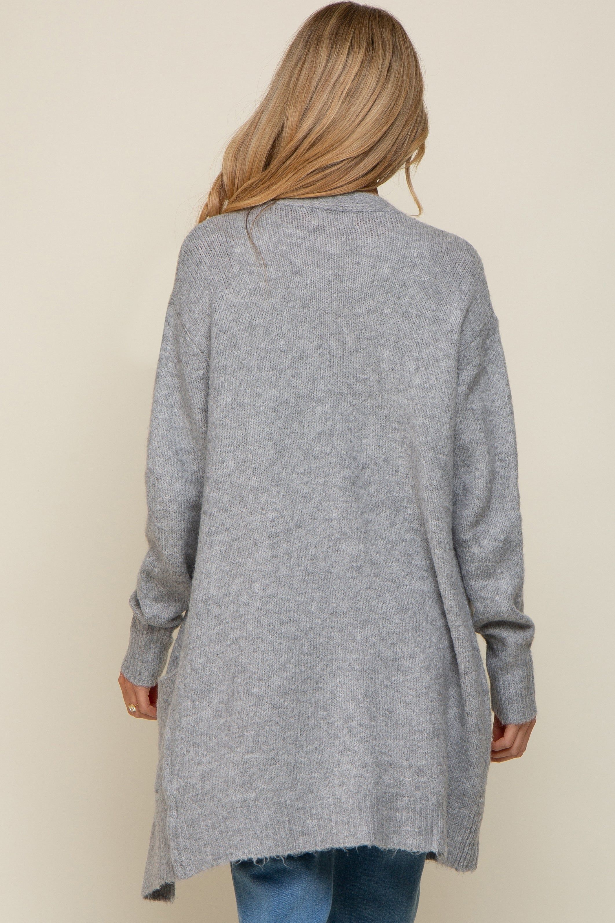 Heather Grey Basic Knit Maternity Cardigan sold by Pinkblush product image thumbnail 4