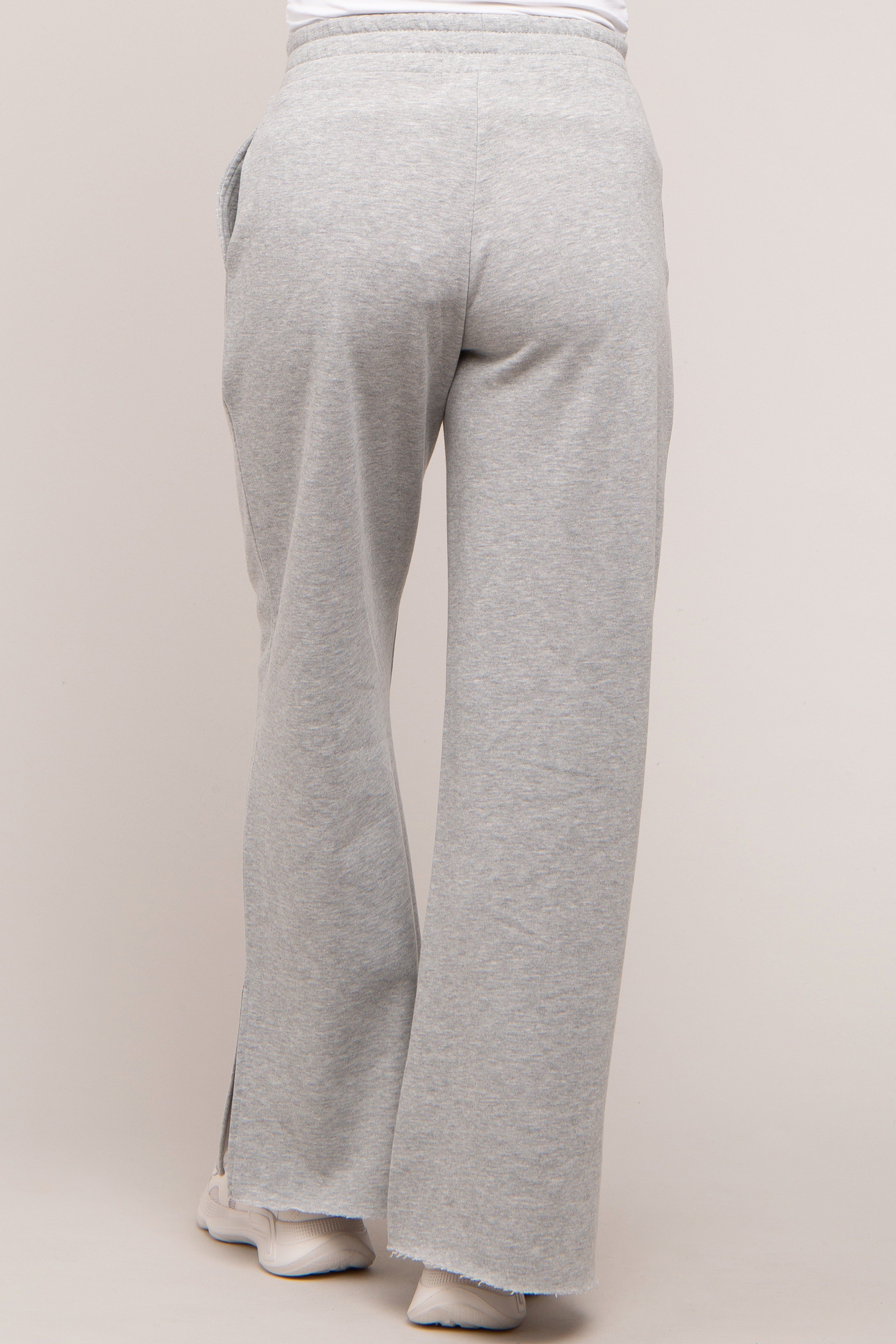 Heather Grey Soft Wide Leg Side Slit Maternity Sweatpants sold by Pinkblush product image thumbnail 5