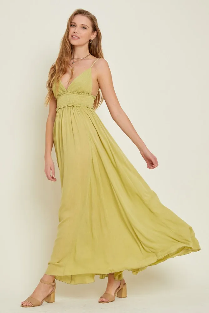 Lime Gauze Maxi Flare Dress sold by Pinkblush product image thumbnail 2