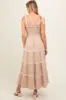 Taupe Smocked Maternity Maxi Dress sold by Pinkblush