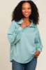 Light Olive Snap Collar Oversized Maternity Pullover sold by Pinkblush