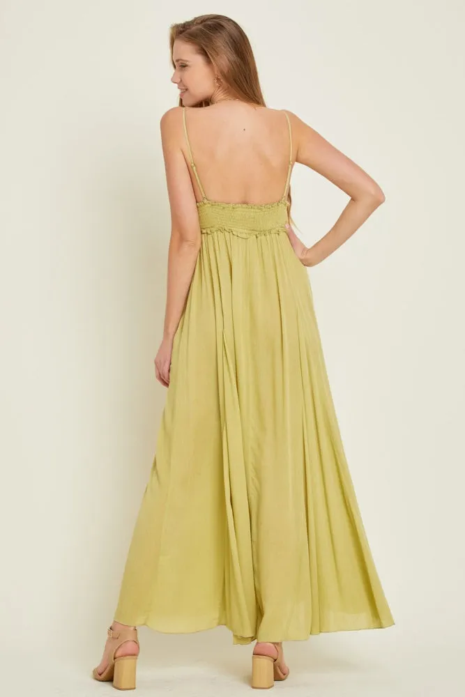 Lime Gauze Maxi Flare Dress sold by Pinkblush product image thumbnail 3