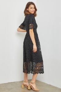 Black Lace Trimmed Midi Dress sold by Pinkblush