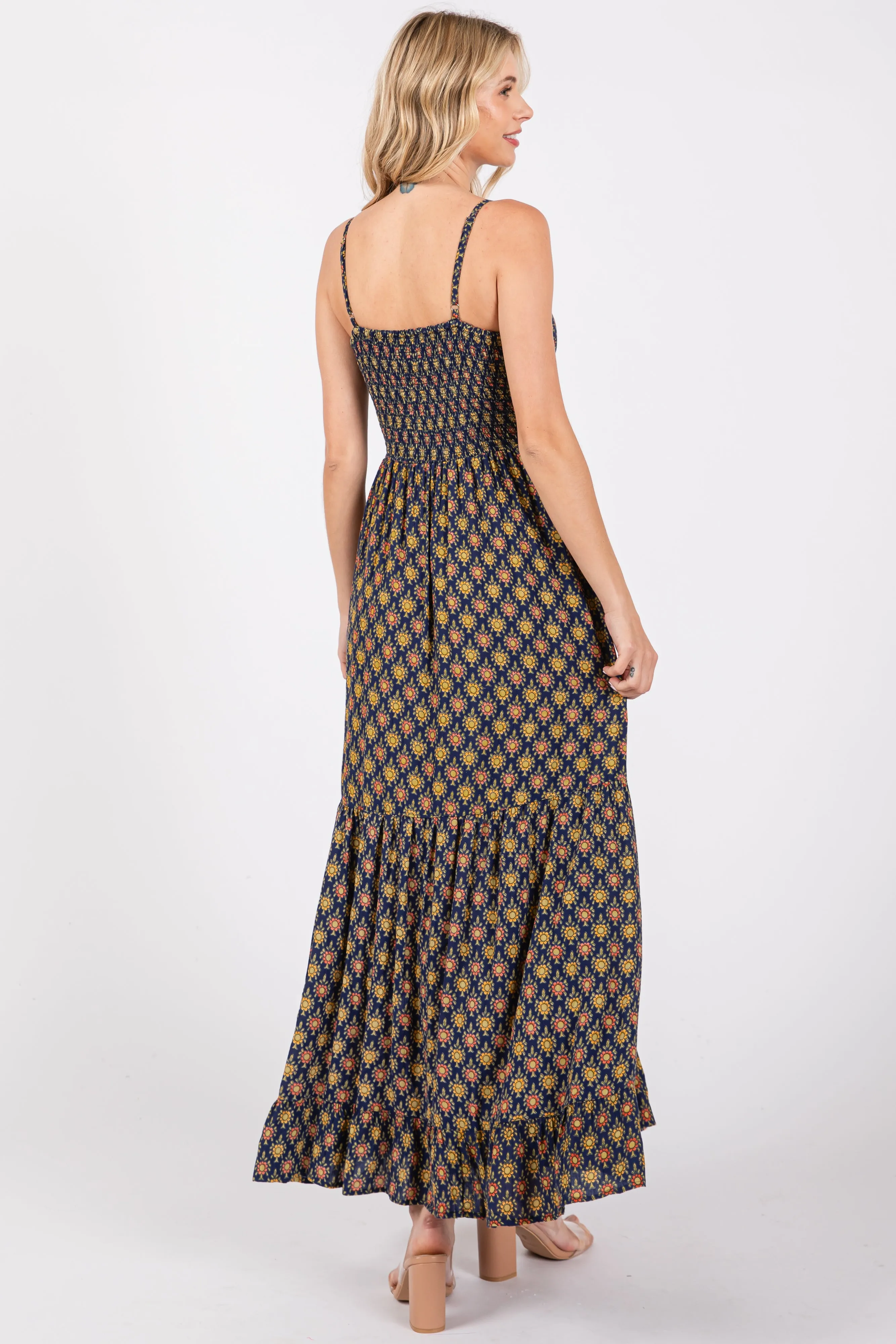 Navy Printed Cutout Maxi Dress sold by Pinkblush product image thumbnail 3
