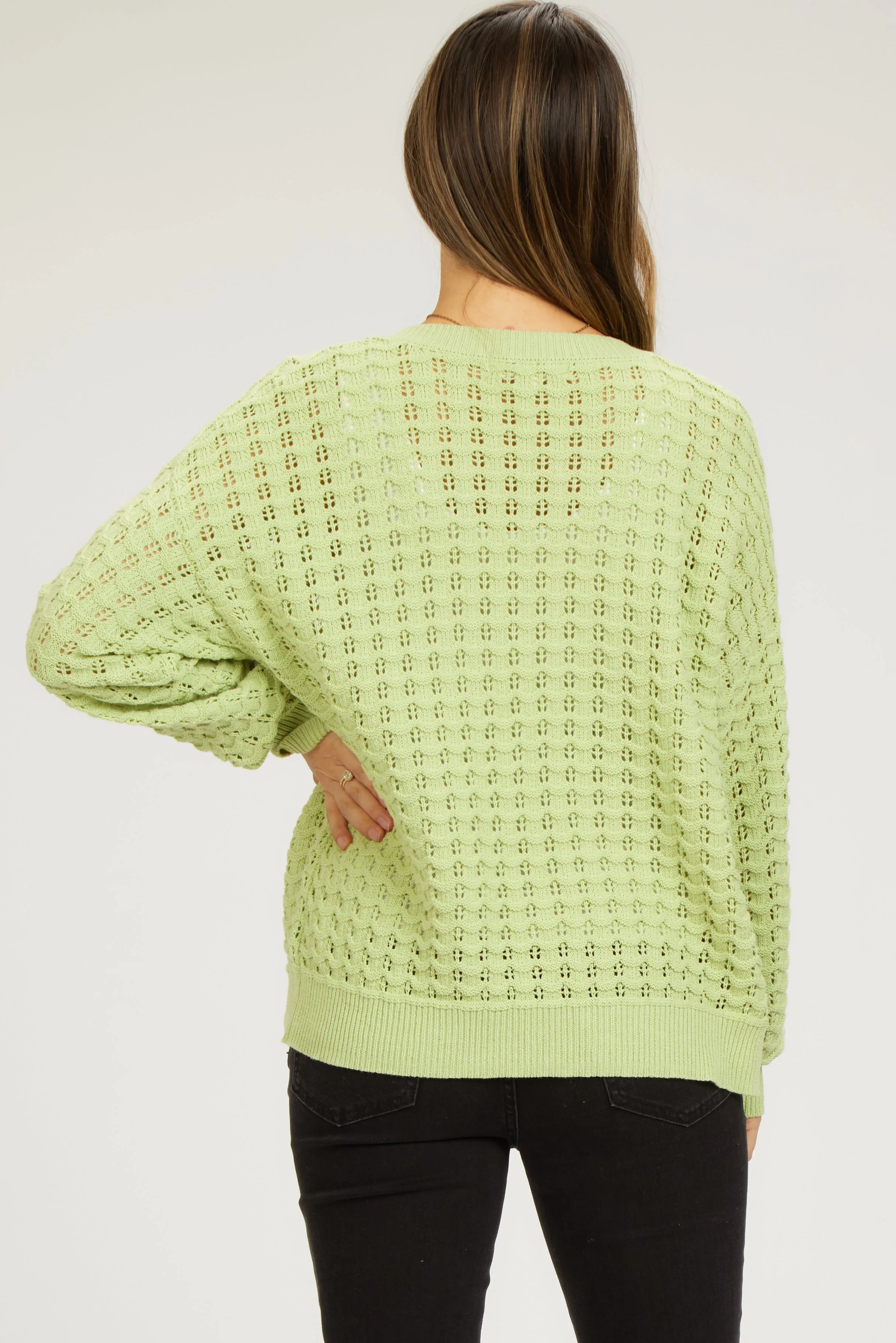 Lime Open Knit Maternity Long Sleeve Top sold by Pinkblush product image thumbnail 3