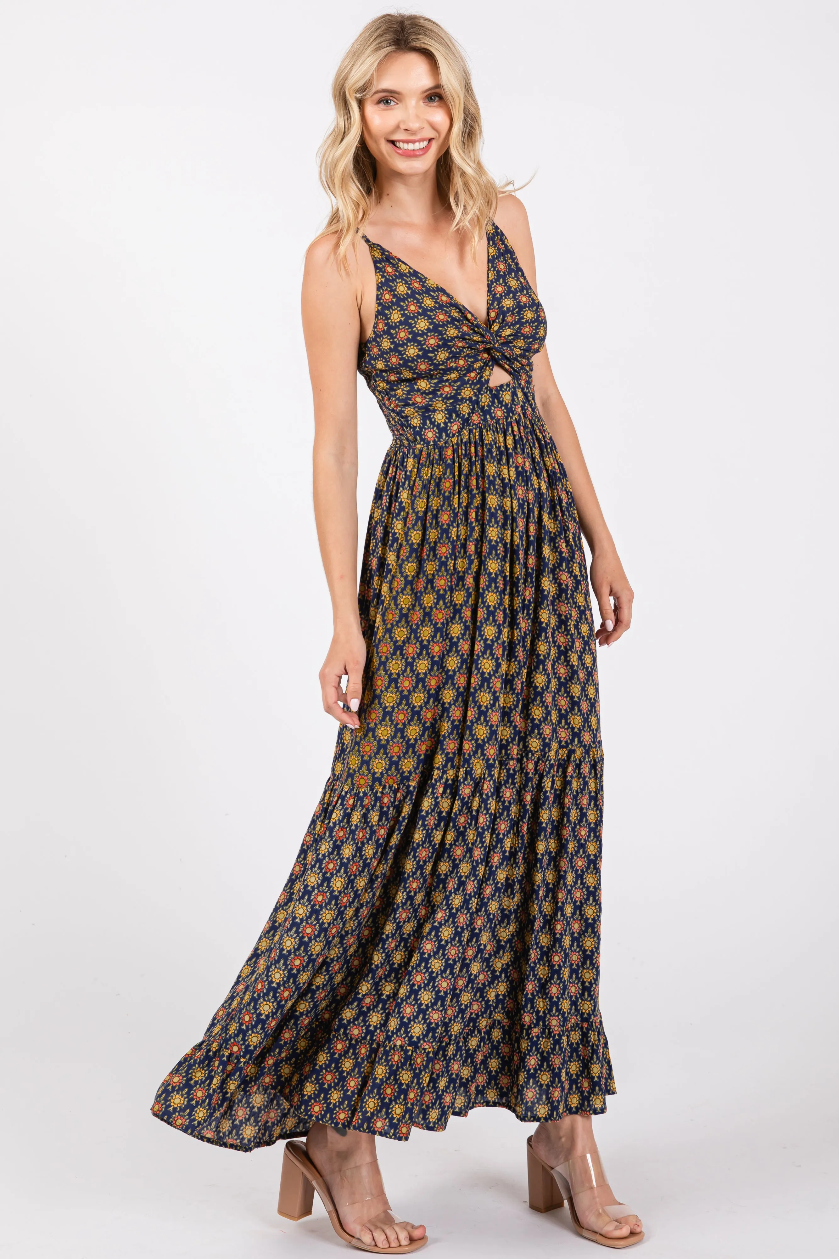 Navy Printed Cutout Maxi Dress sold by Pinkblush product image thumbnail 2