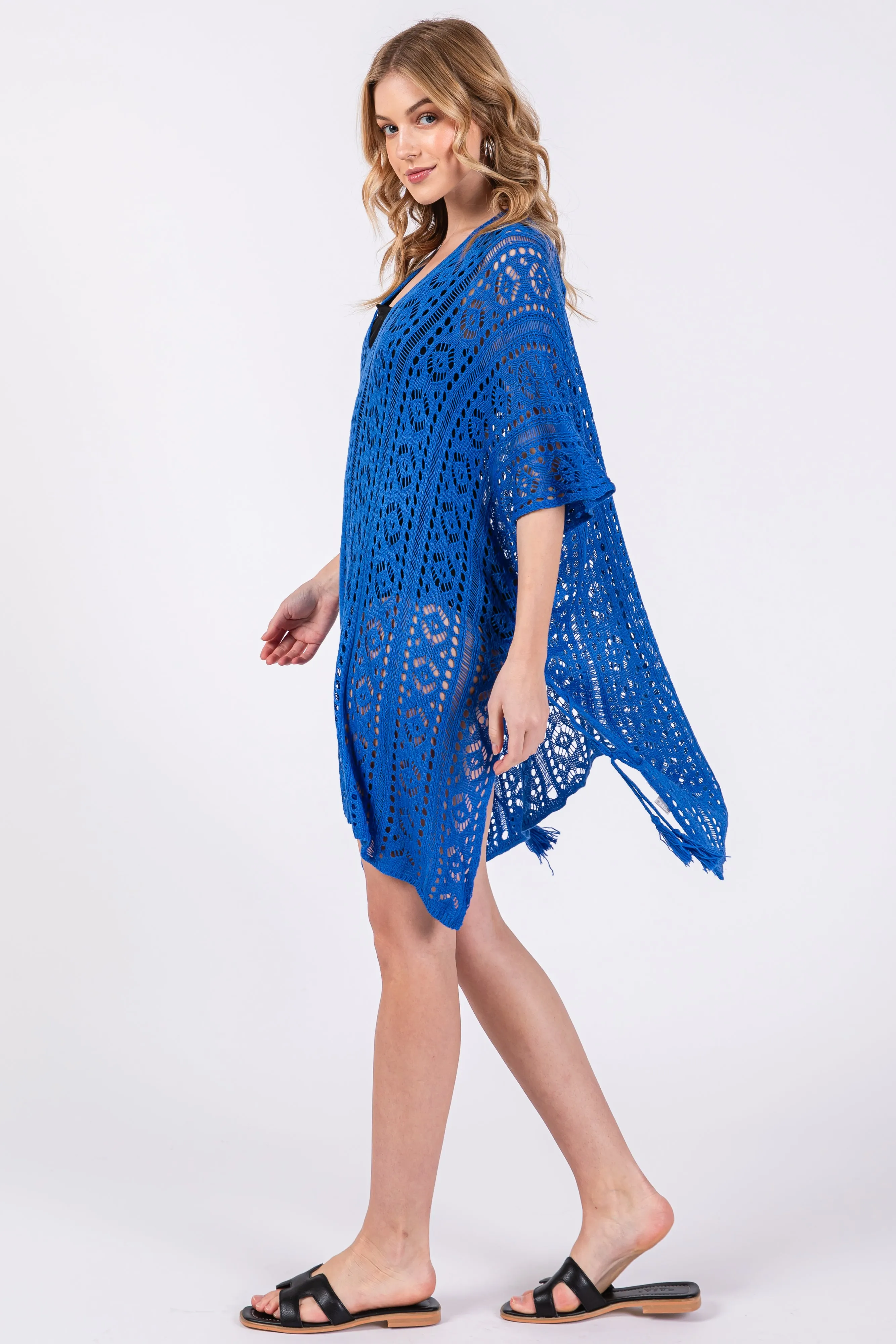 Royal Blue Crochet Knit Swim Cover Up sold by Pinkblush product image thumbnail 3