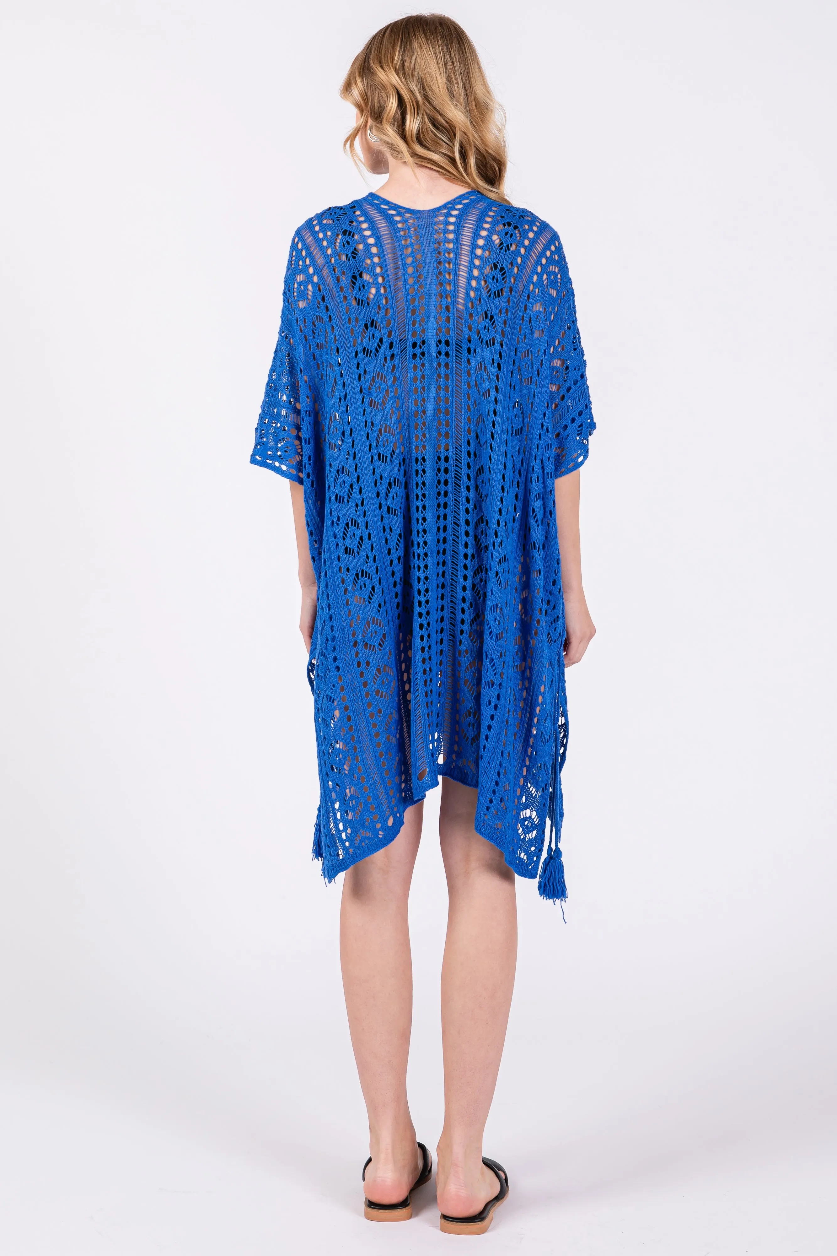 Royal Blue Crochet Knit Swim Cover Up sold by Pinkblush product image thumbnail 4