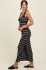 Black Striped Ribbed Open Back Maxi Dress sold by Pinkblush