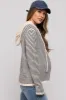 Black Striped Drawstring Hooded Maternity Sweater sold by Pinkblush