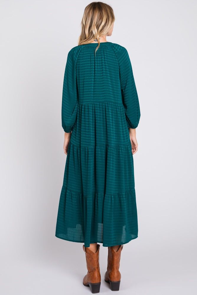 Forest Green Textured Tiered Midi Dress sold by Pinkblush product image thumbnail 4