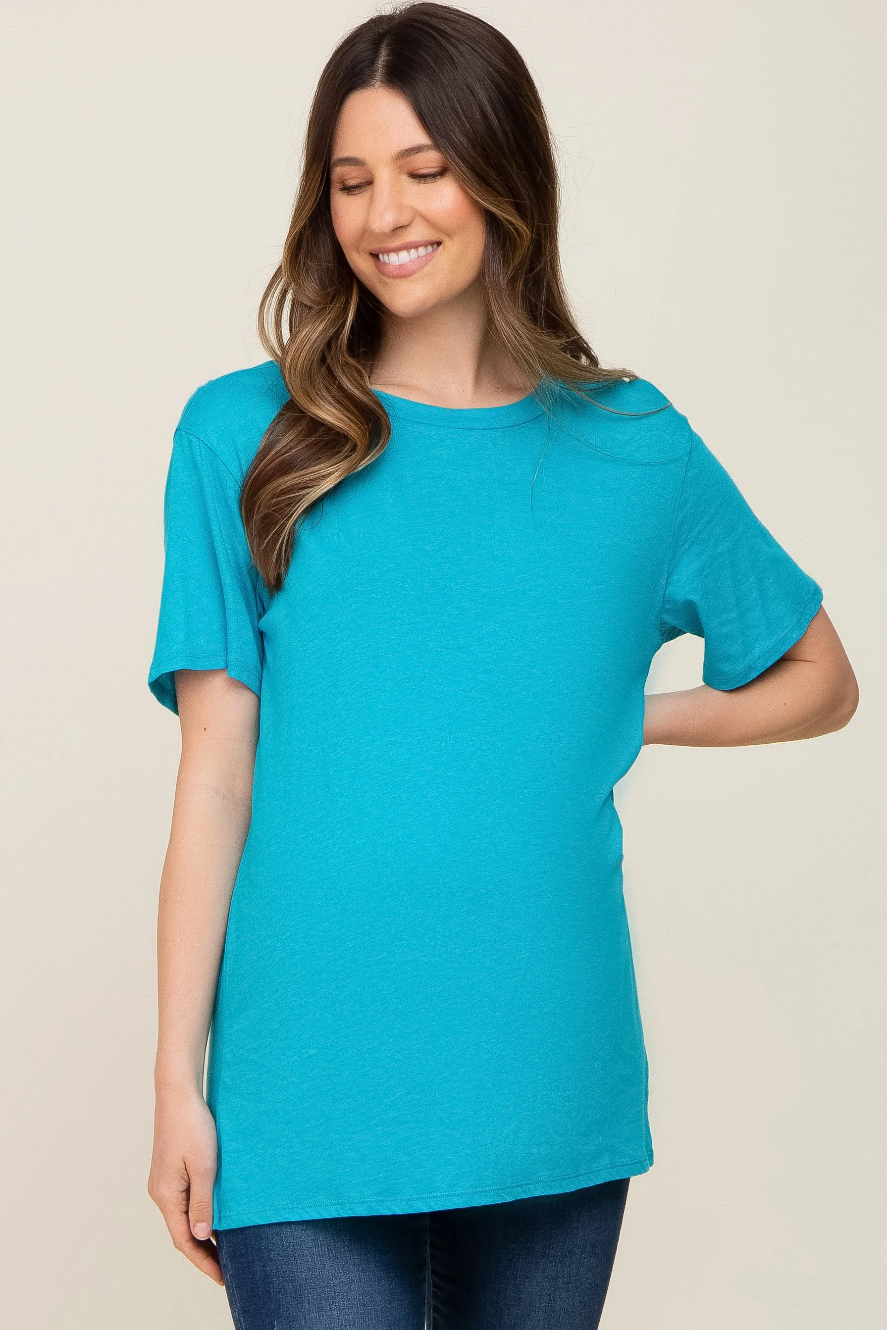 Turquoise Oversized Short Sleeve Maternity Top sold by Pinkblush product image thumbnail 2