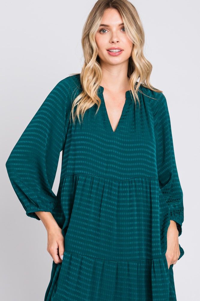 Forest Green Textured Tiered Midi Dress sold by Pinkblush product image thumbnail 5