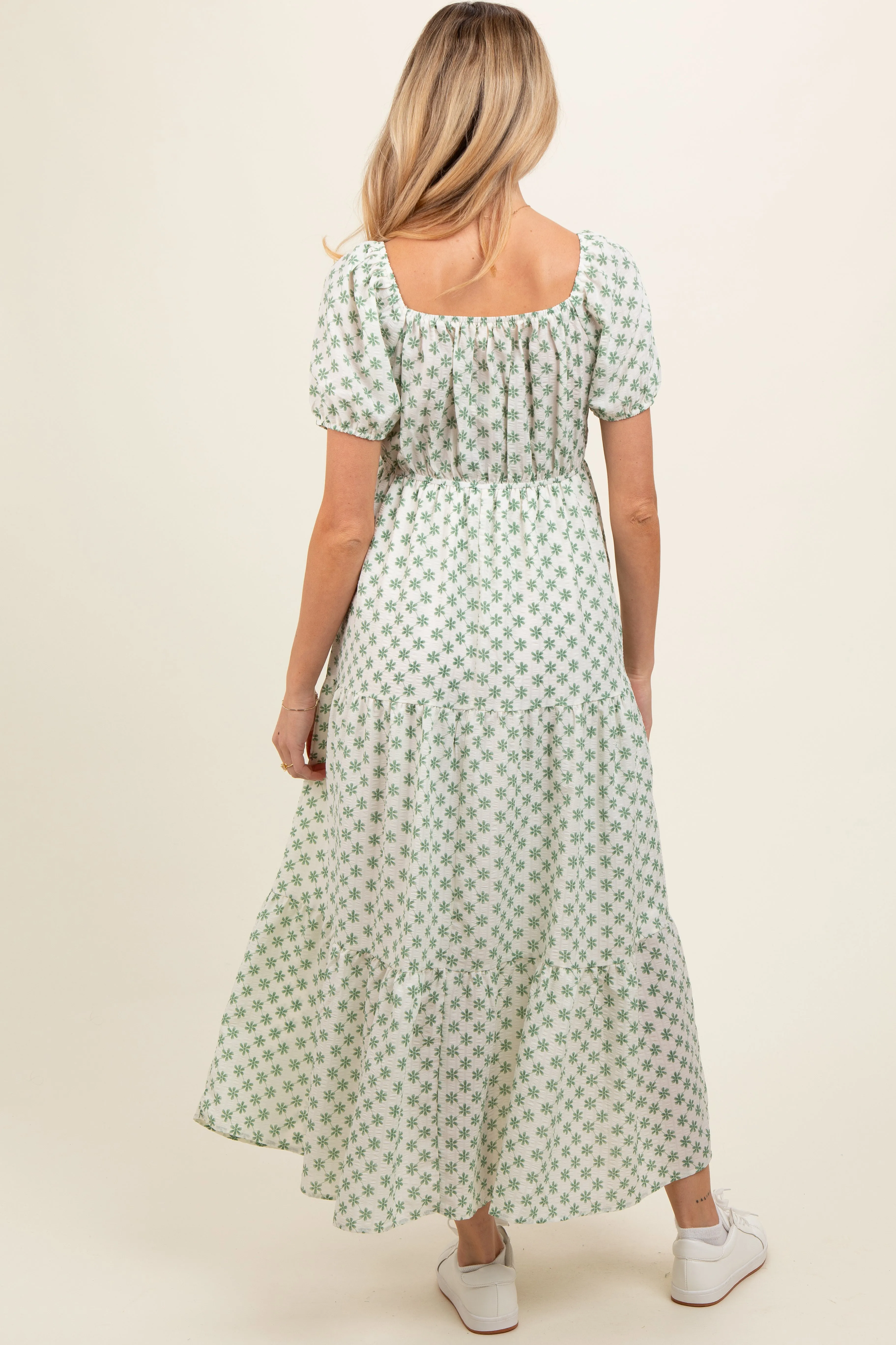 Green Floral Tiered Maternity Maxi Dress sold by Pinkblush product image thumbnail 4