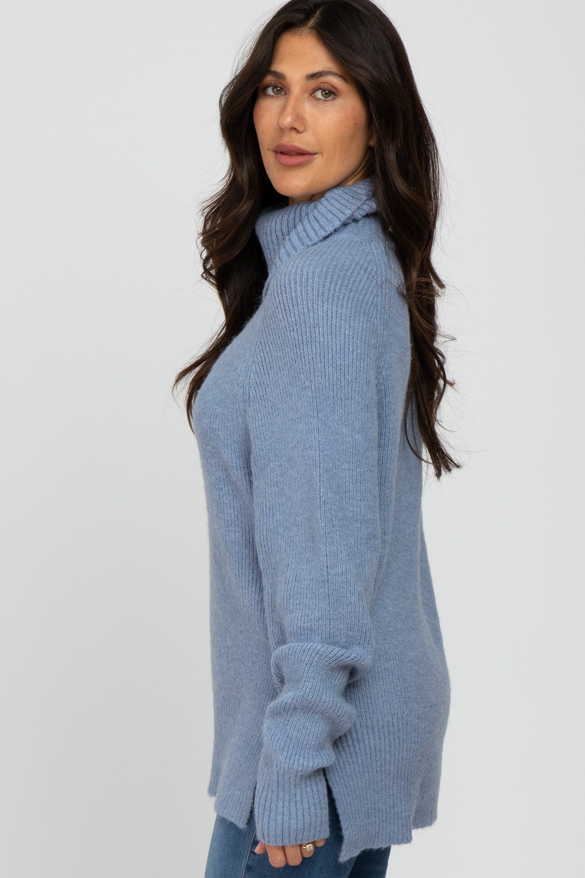 Blue Knit Turtleneck Sweater sold by Pinkblush product image thumbnail 2