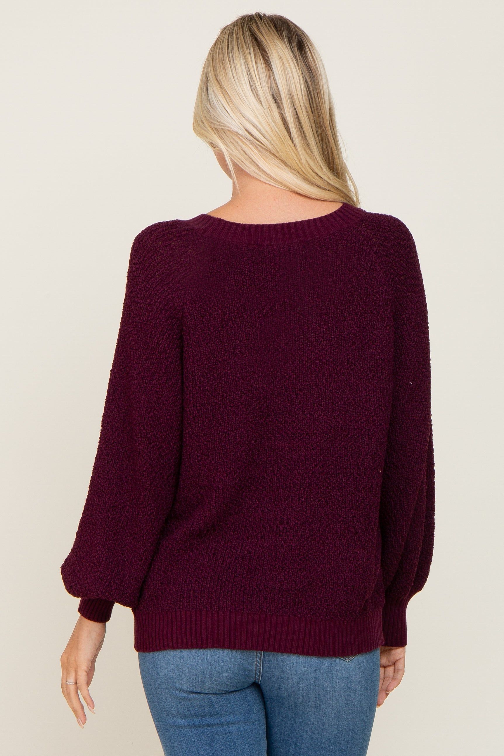 Plum Popcorn Knit Raglan Sweater sold by Pinkblush product image thumbnail 3