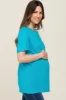 Turquoise Oversized Short Sleeve Maternity Top sold by Pinkblush