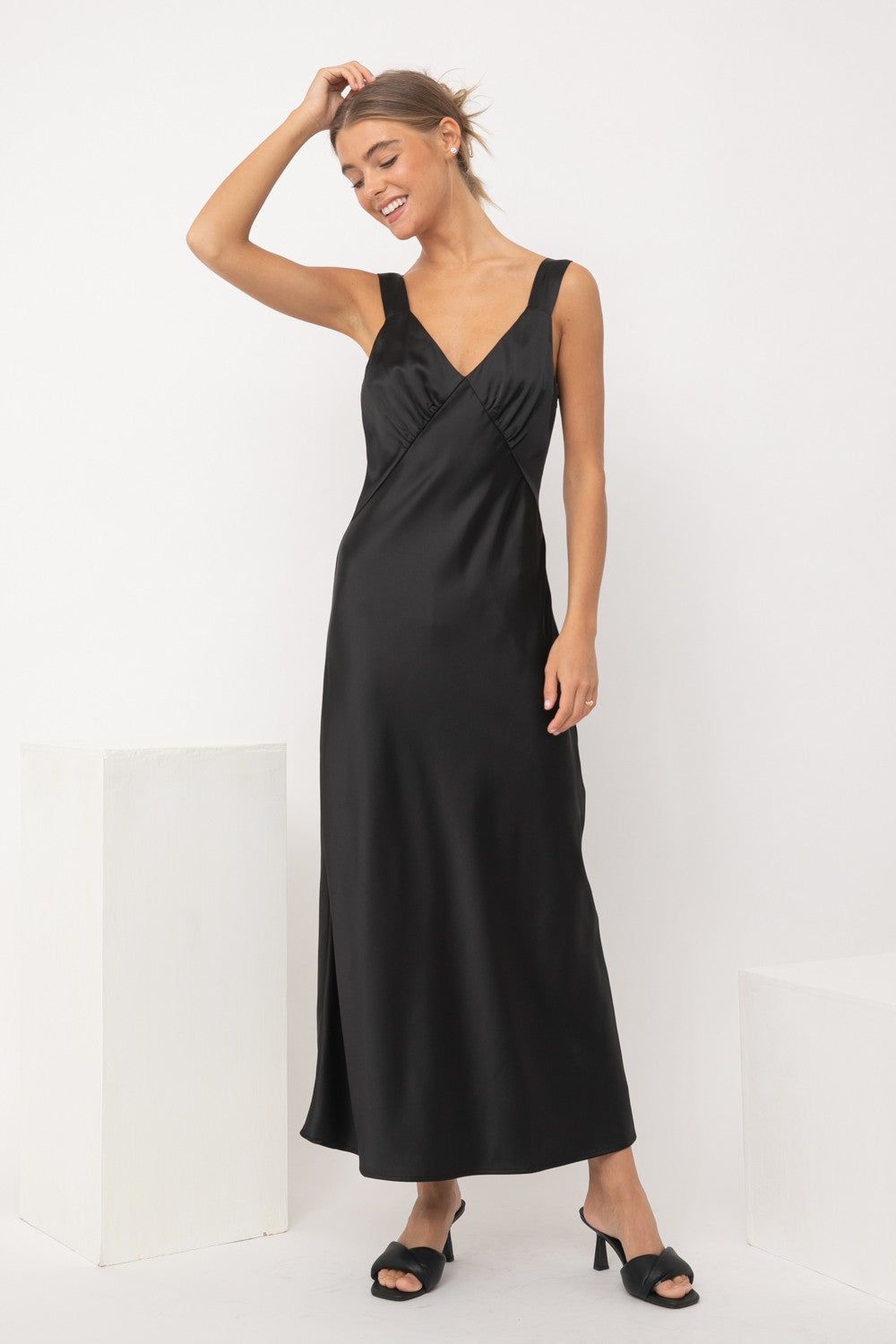 Black Satin Dress sold by Pinkblush