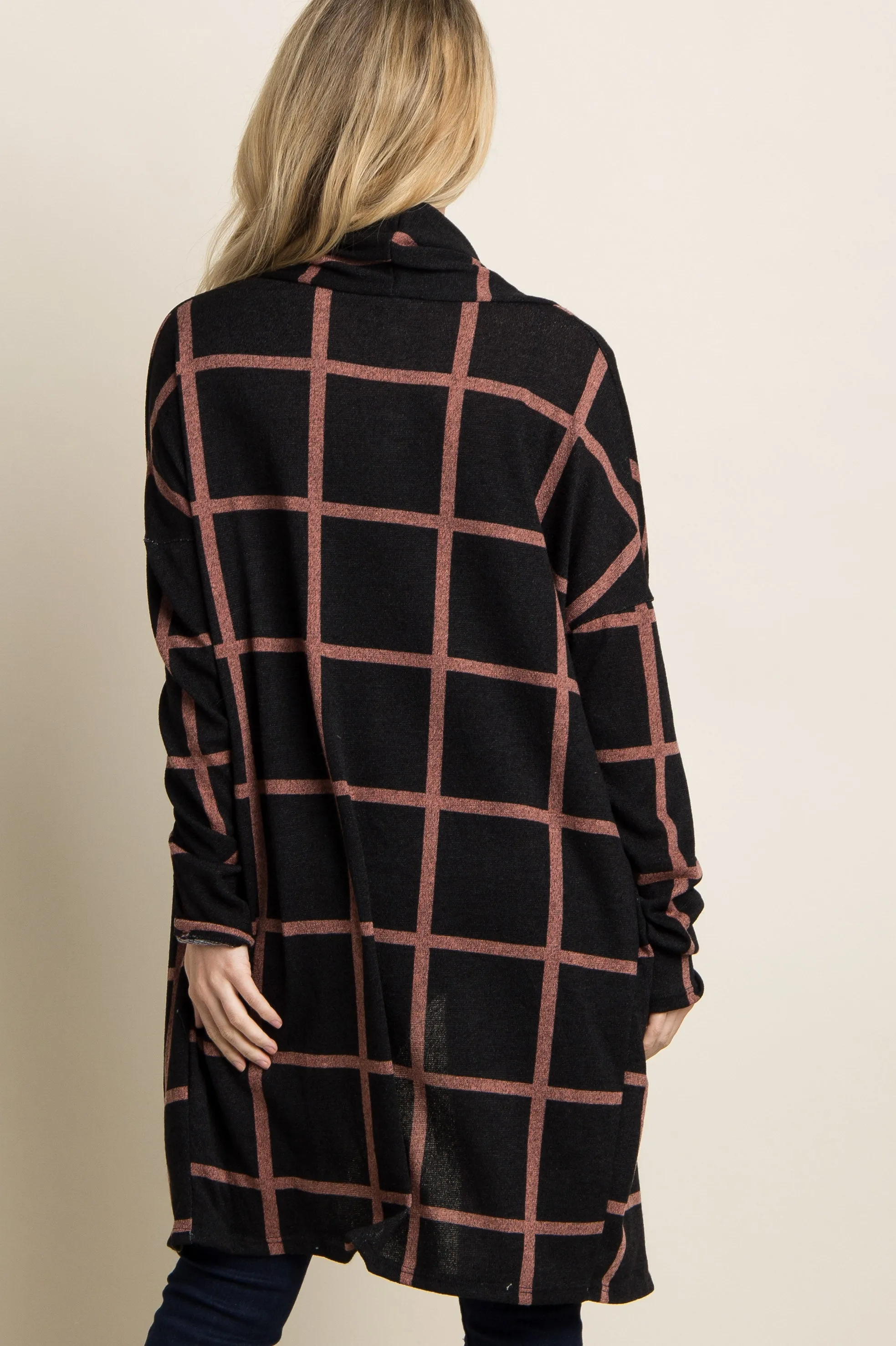 PinkBlush Black Plaid Long Knit Cardigan sold by Pinkblush product image thumbnail 4