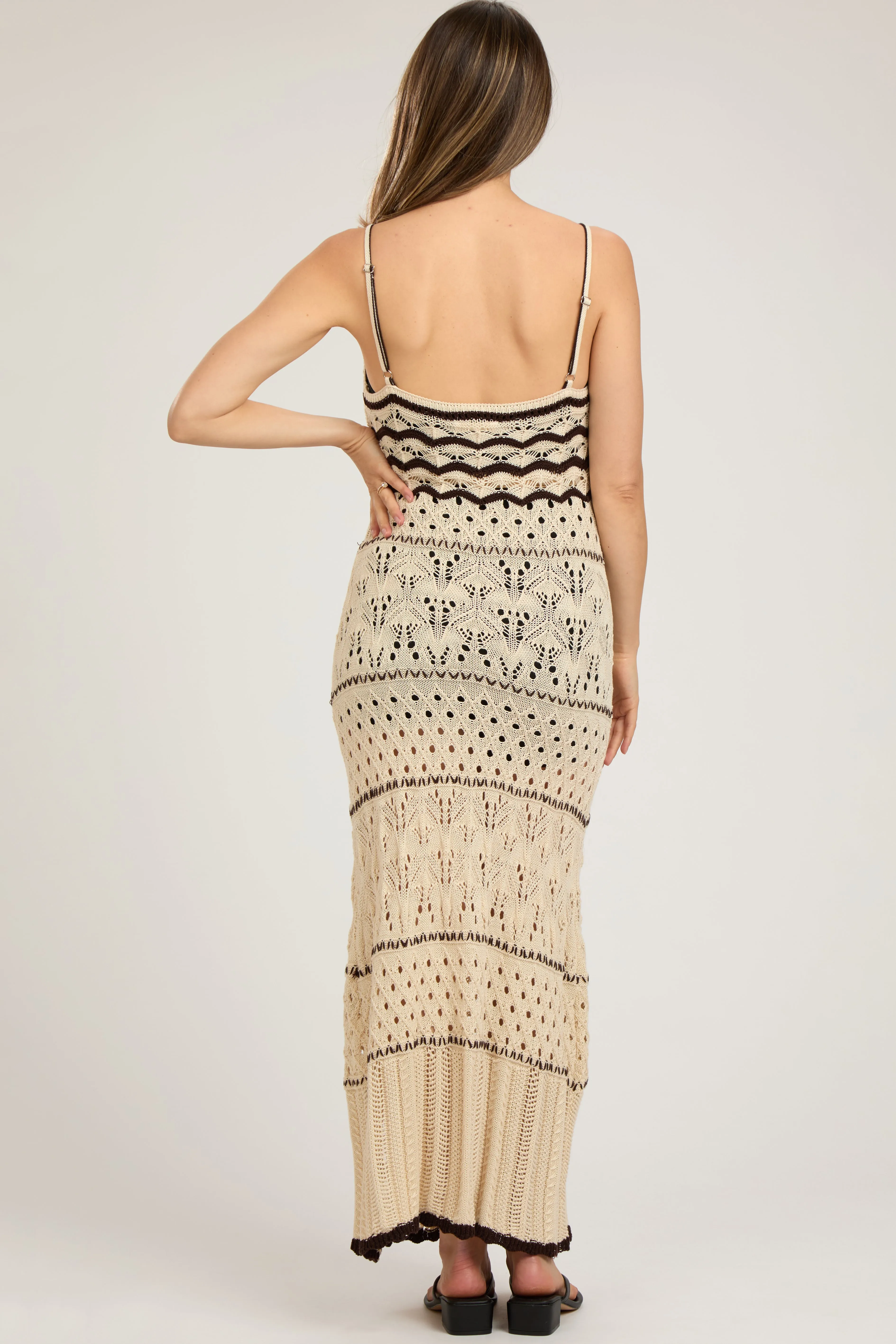 Cream Contrast Trim Crochet Maternity Maxi Swim Cover Up sold by Pinkblush product image thumbnail 4