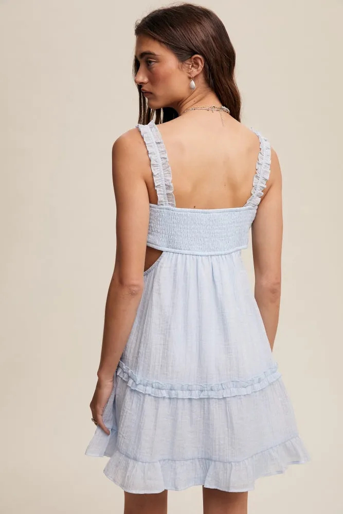 Light Blue Delicate Sweetheart Ruffled Flower Detail Dress sold by Pinkblush product image thumbnail 3