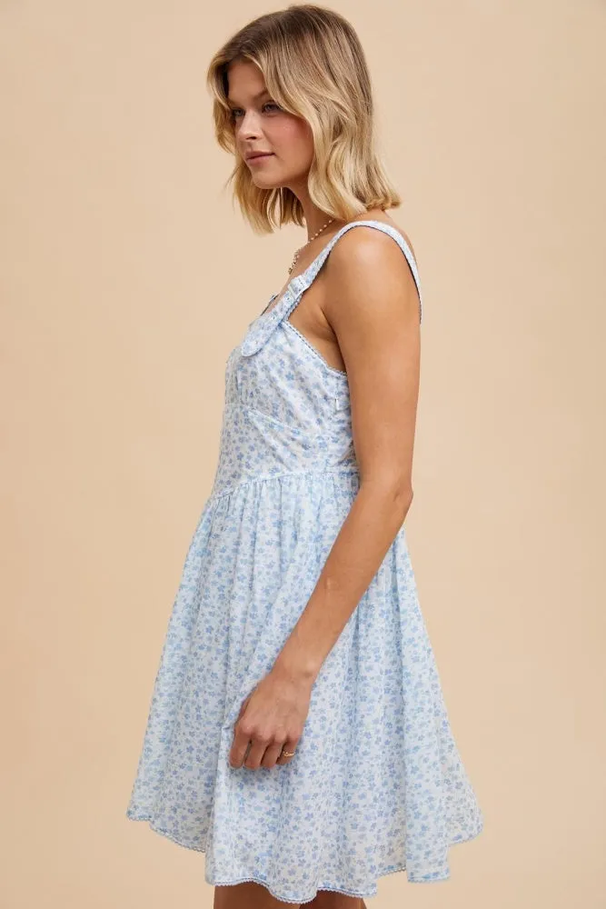 Cornflower Floral Apron Style Utility Mini Dress sold by Pinkblush product image thumbnail 2