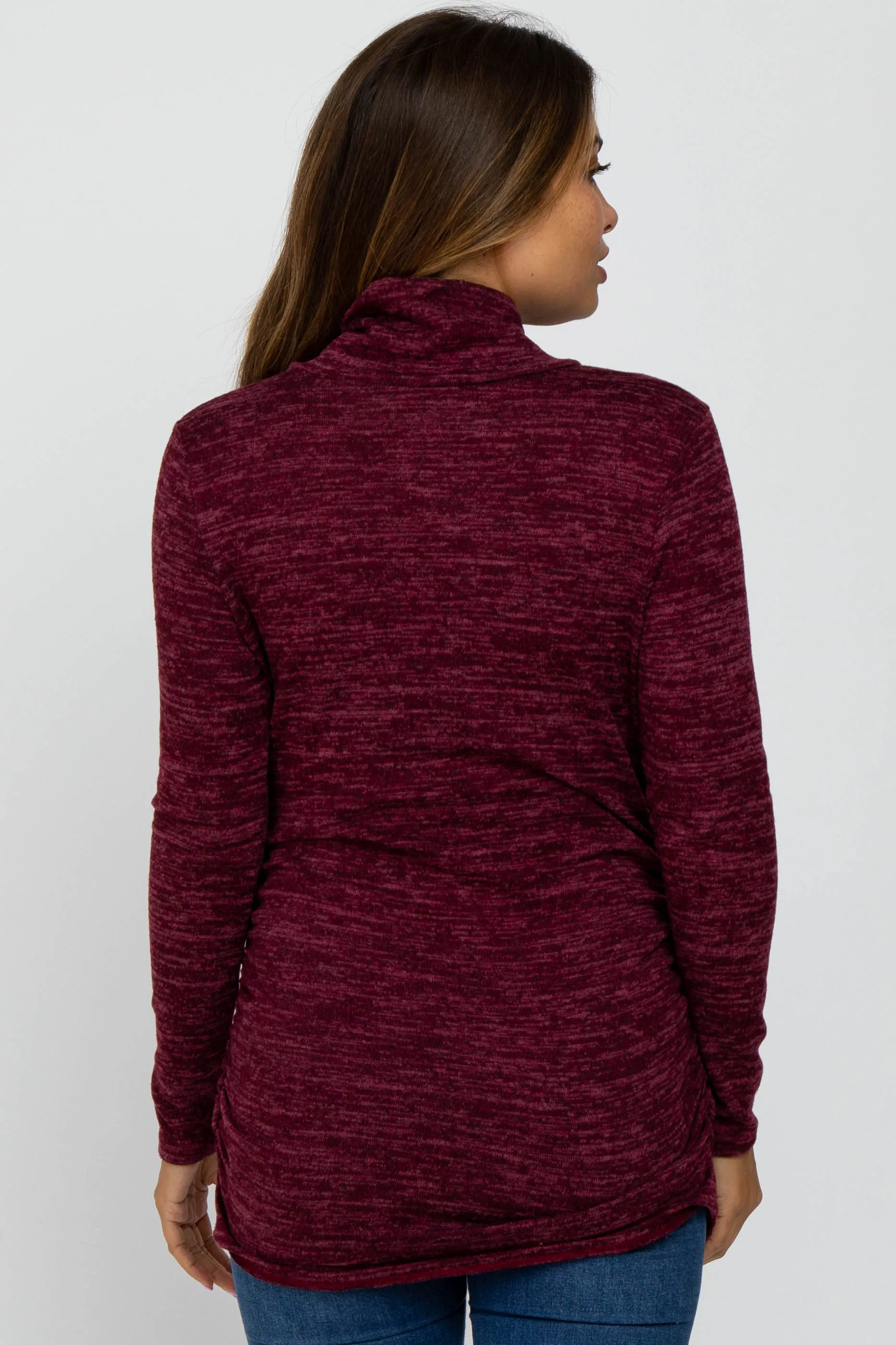 Burgundy Soft Heathered Draped Wrap Maternity/Nursing Top sold by Pinkblush product image thumbnail 4