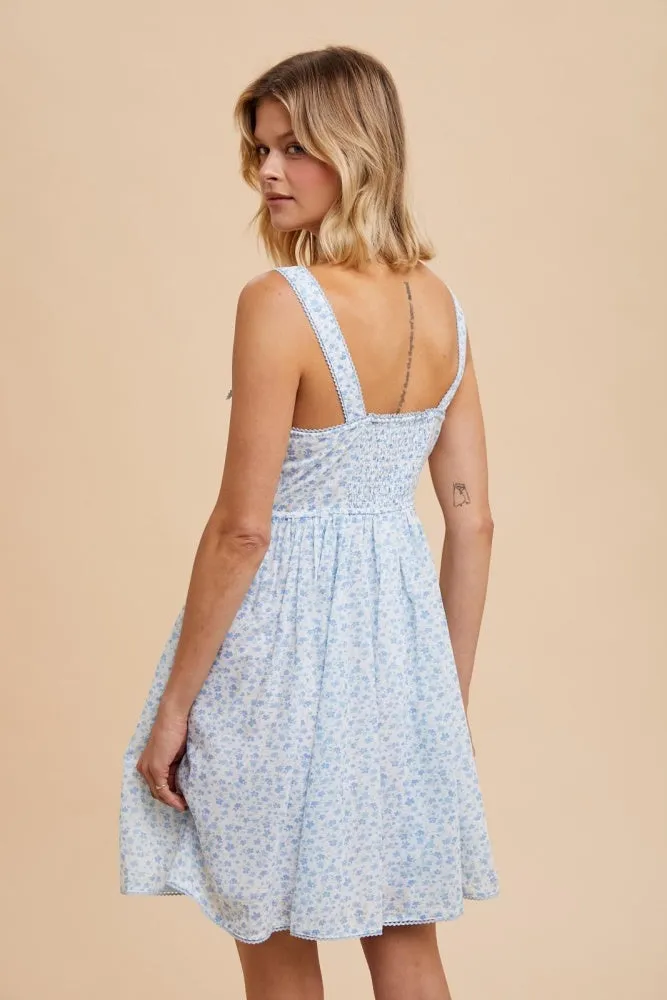 Cornflower Floral Apron Style Utility Mini Dress sold by Pinkblush product image thumbnail 3