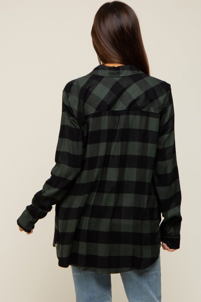 Forest Green Checkered Maternity Long Sleeve Button Down Top sold by Pinkblush product image thumbnail 3