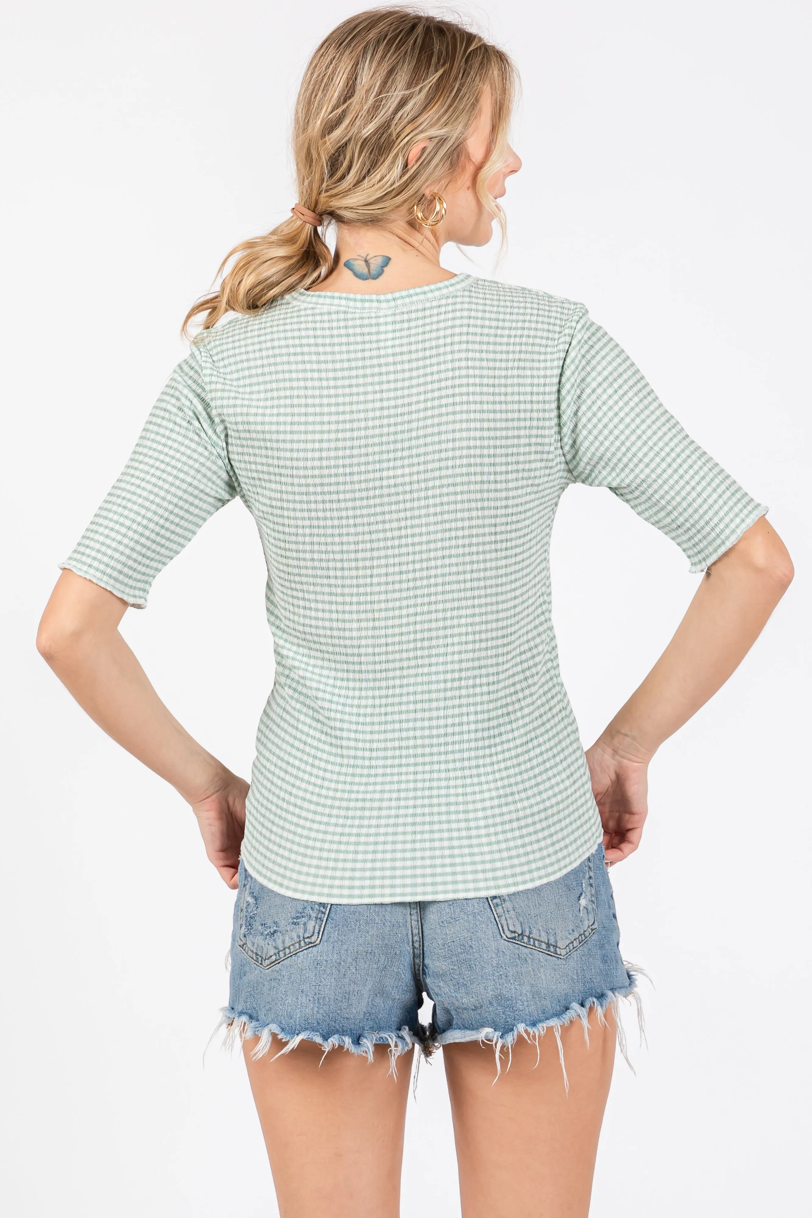 Mint Green Striped Short Sleeve Top sold by Pinkblush product image thumbnail 3