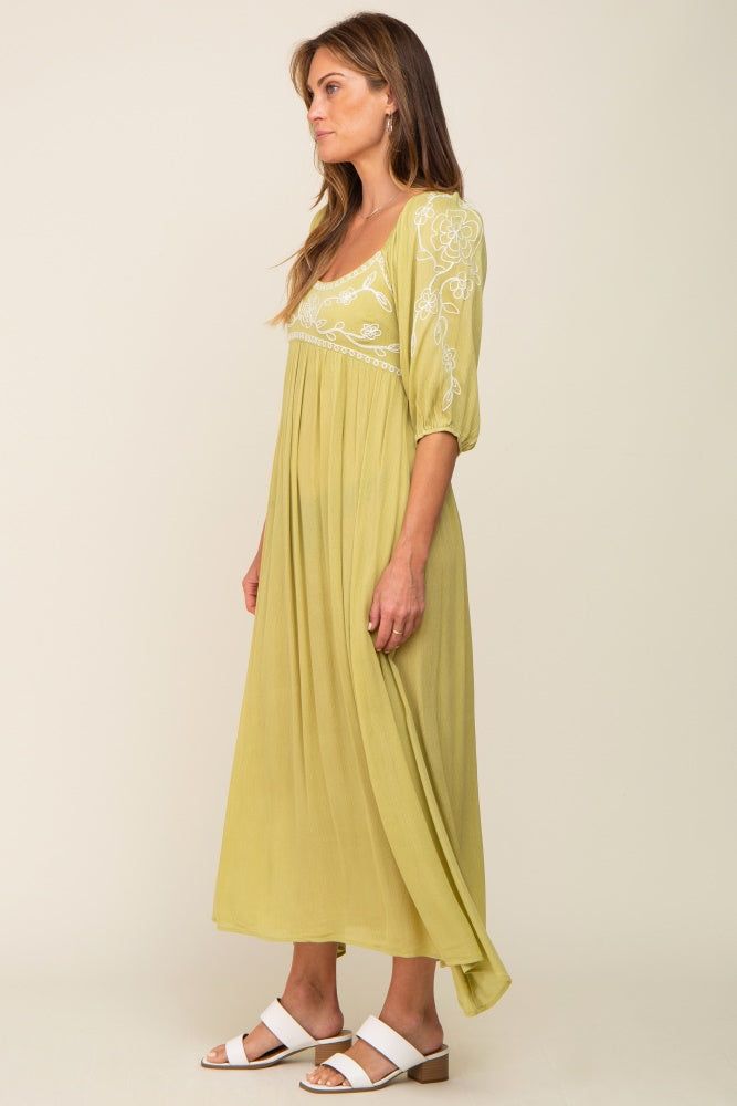 Green 3/4 Sleeve Embroidered Maxi Dress sold by Pinkblush product image thumbnail 2