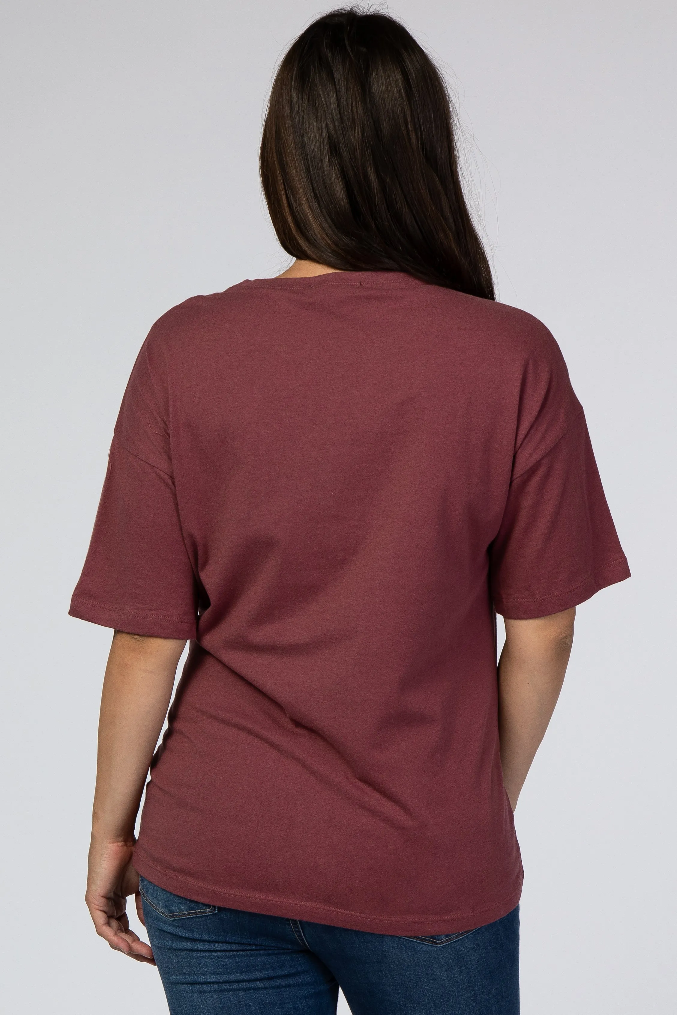 Burgundy Basic Short Sleeve Maternity Tee sold by Pinkblush product image thumbnail 3