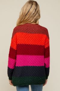 Multicolor Front Button Open Knit Maternity Cardigan sold by Pinkblush